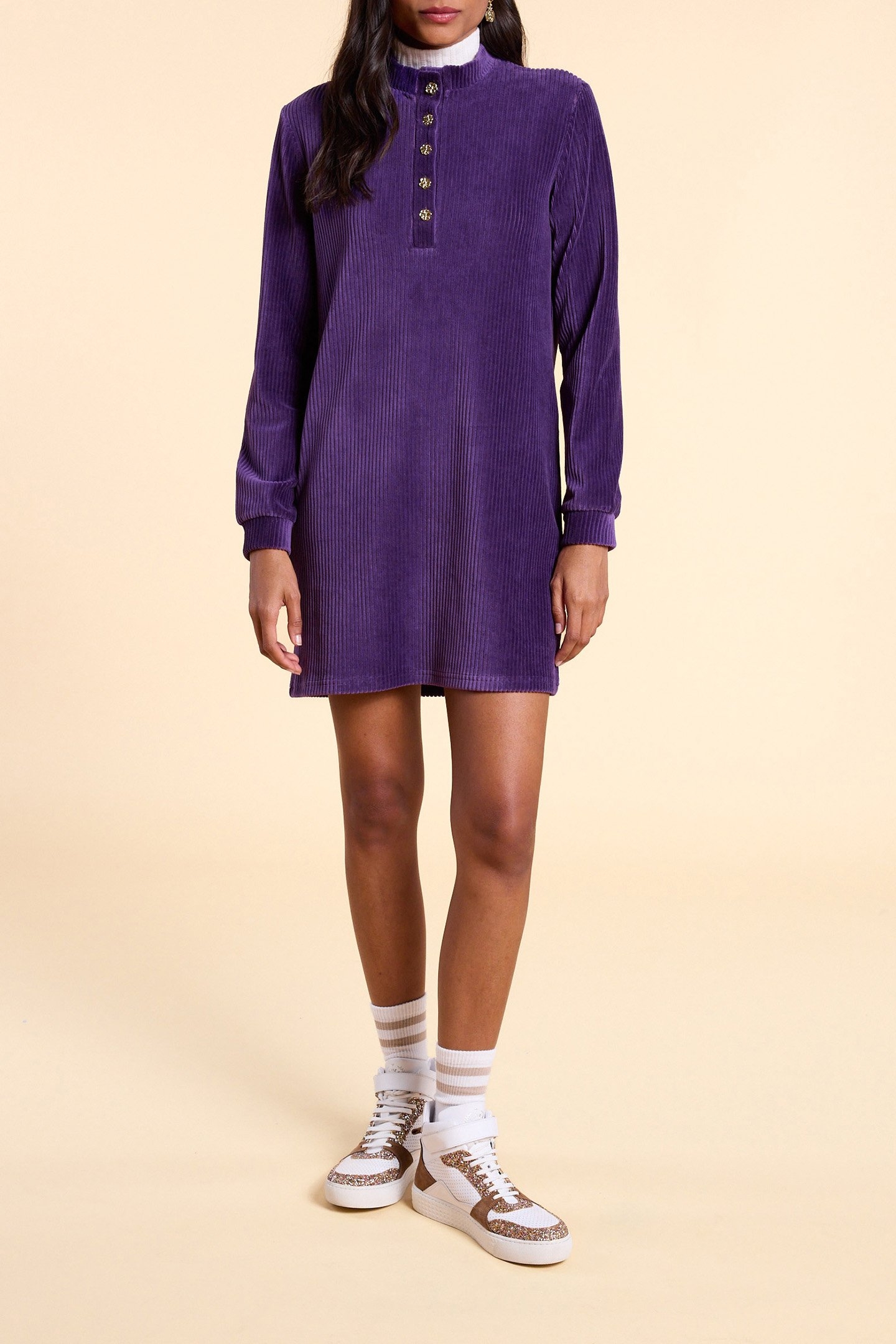 DARK PURPLE CORDUROY DRESS 3