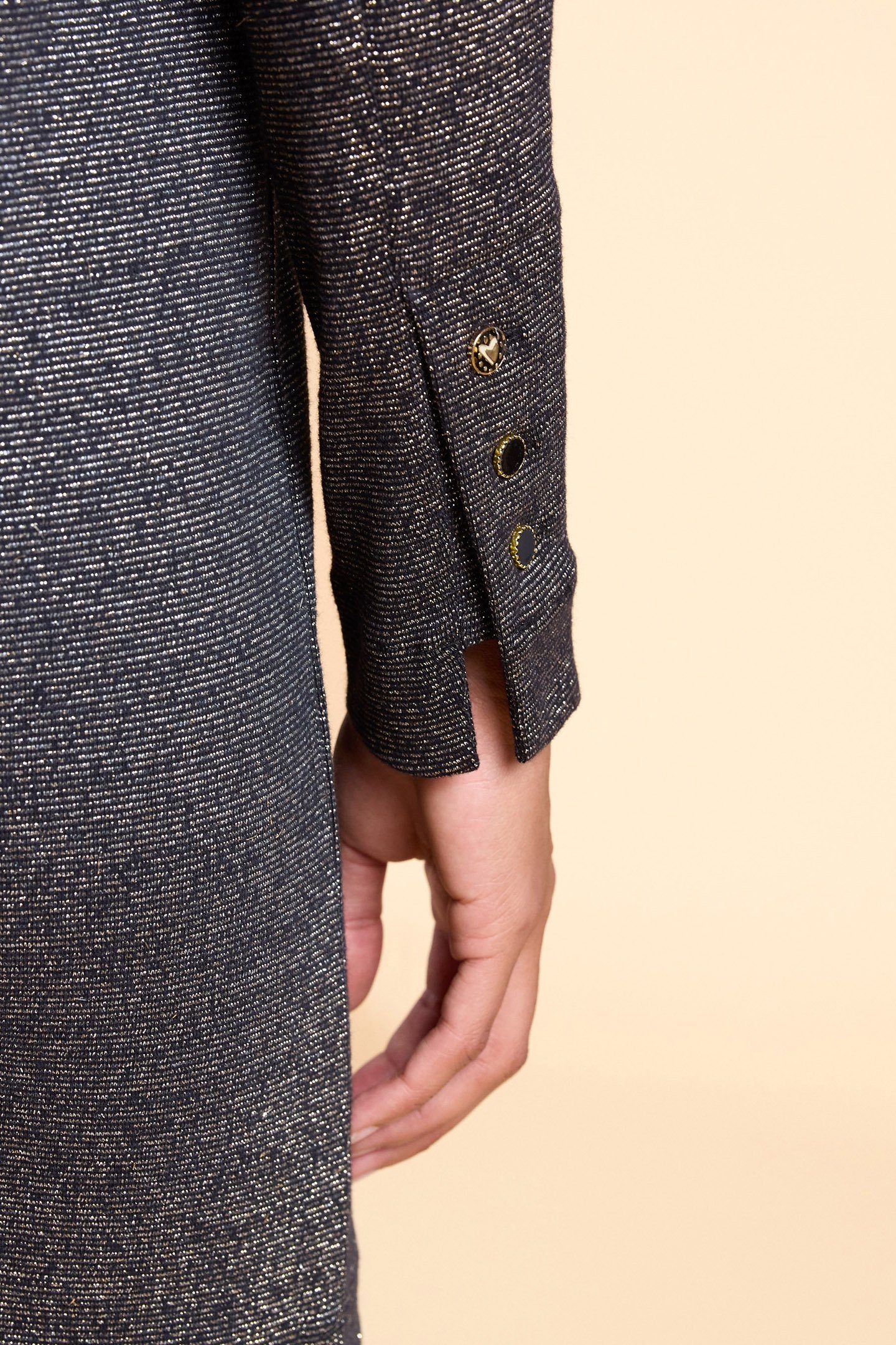 BLACK DRESS WITH METALLIC GOLD STRIPES 6