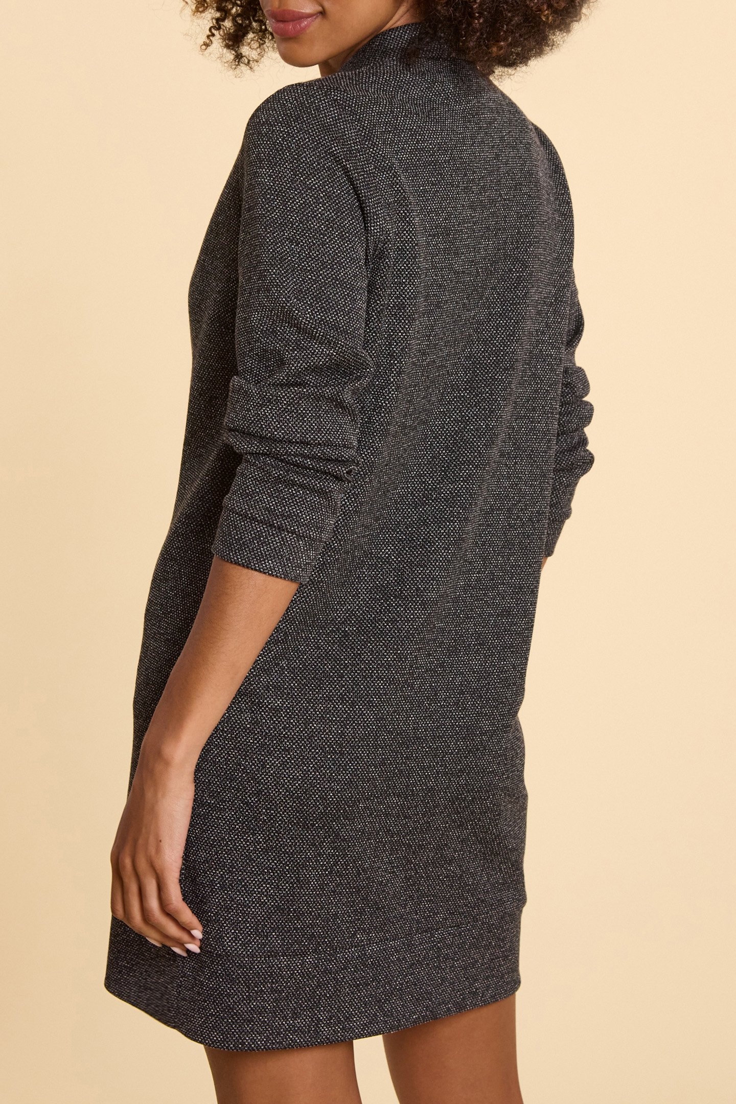 BLACK SEMI-PLAIN KNIT LONG DRESS 2