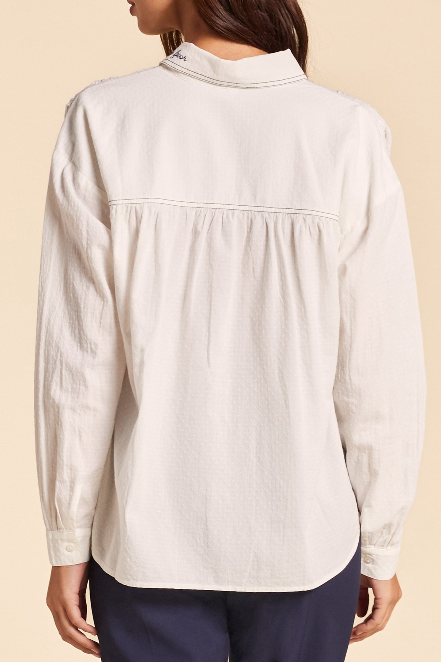 ECRU JACQUARD DOUBLE-STITCHED SHIRT 2