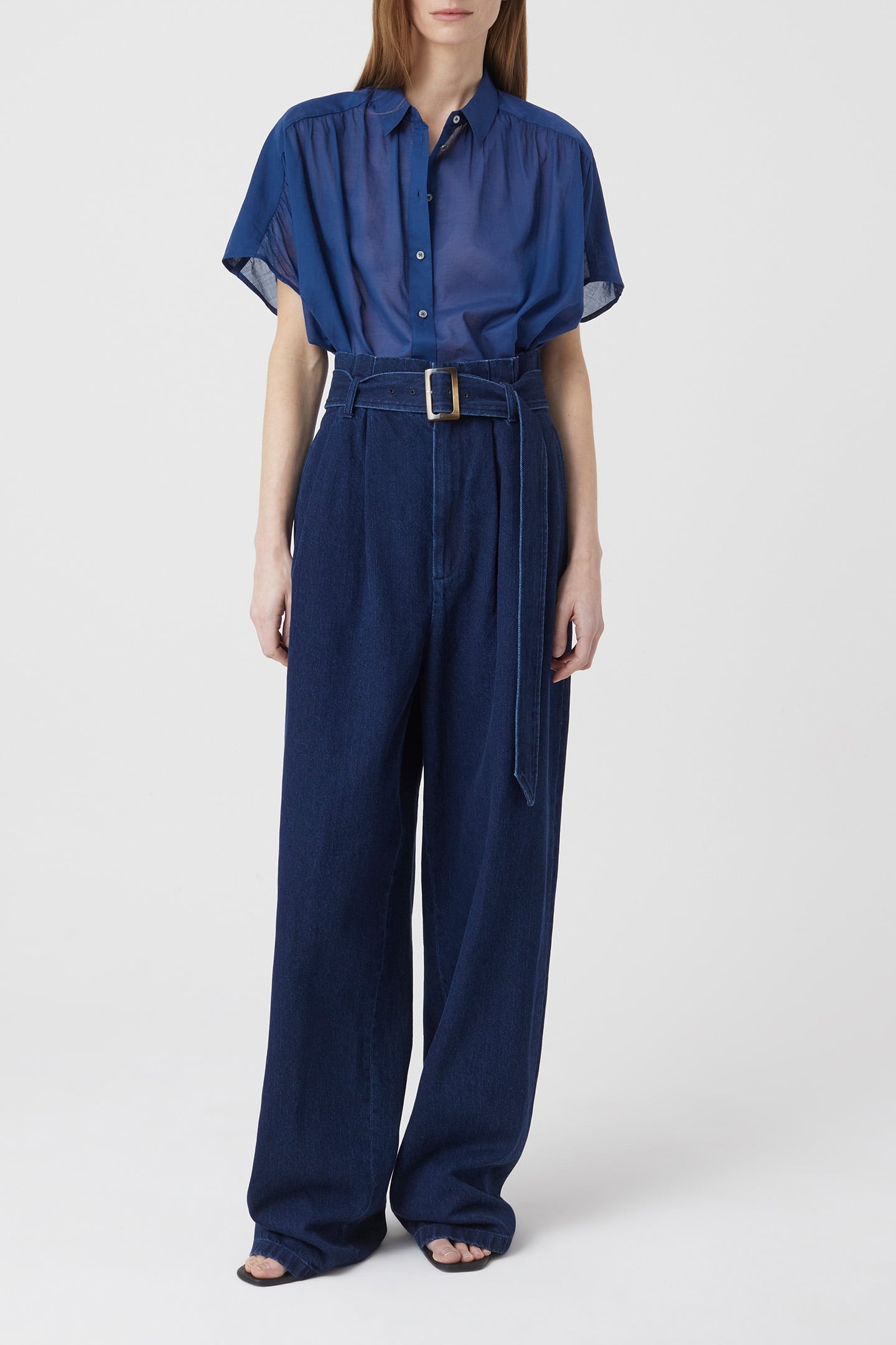 GATHERED SHIRT SHIRTS & BLOUSES INDIGO BLUE 3