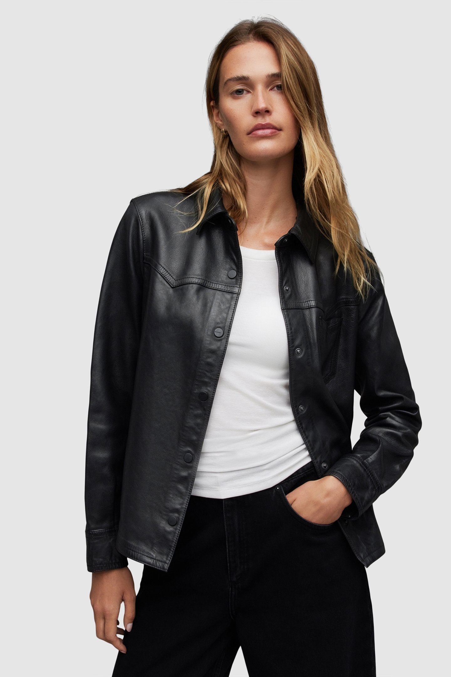 ASHWOOD LEATHER SHIR BLACK 1