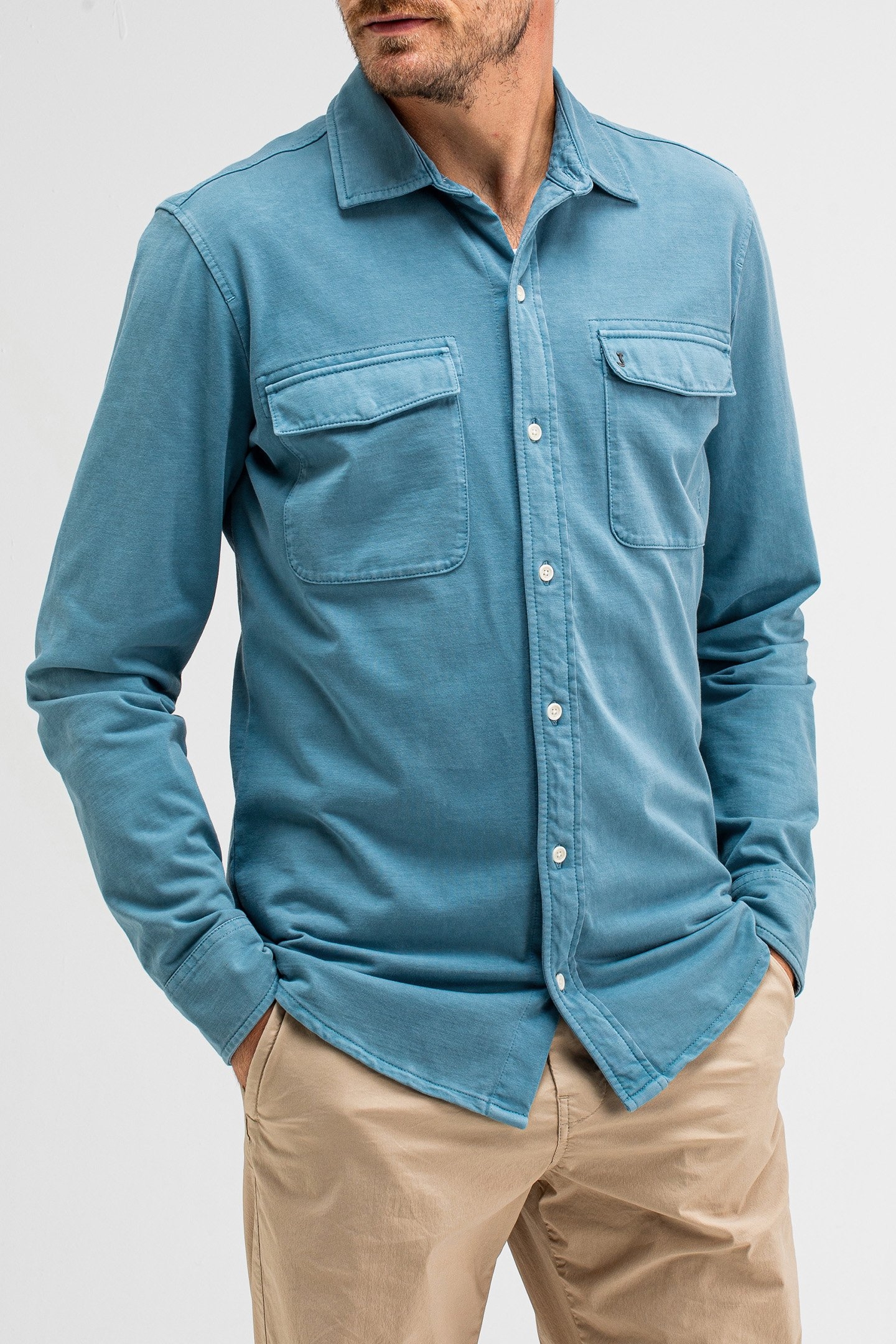 FINN POCKET JERSEY OVERSHIRT LAGOON BLUE 1