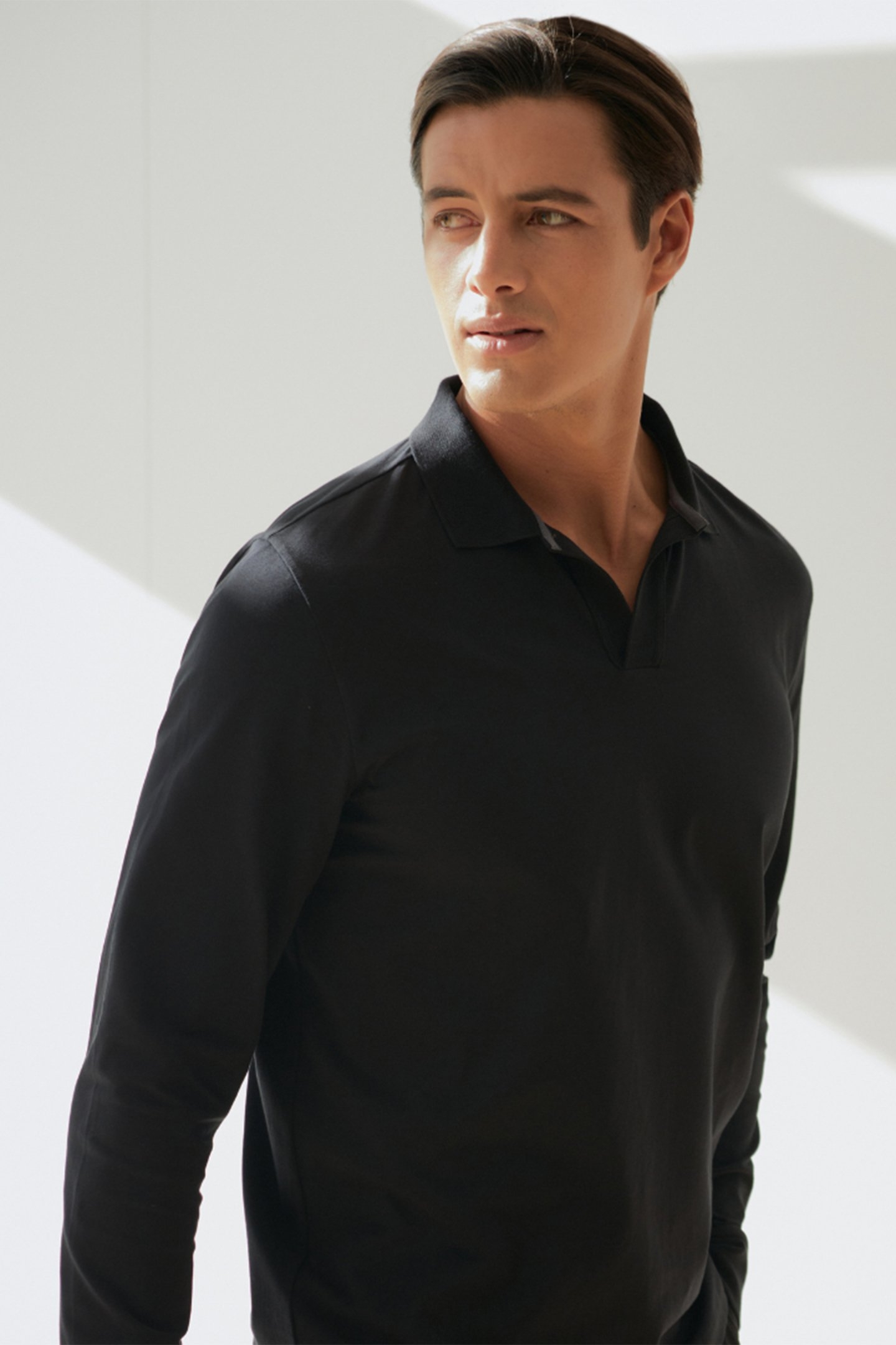 FILIP | JERSEY STRETCH LONGSLEEVE POLO PURE BLACK 4