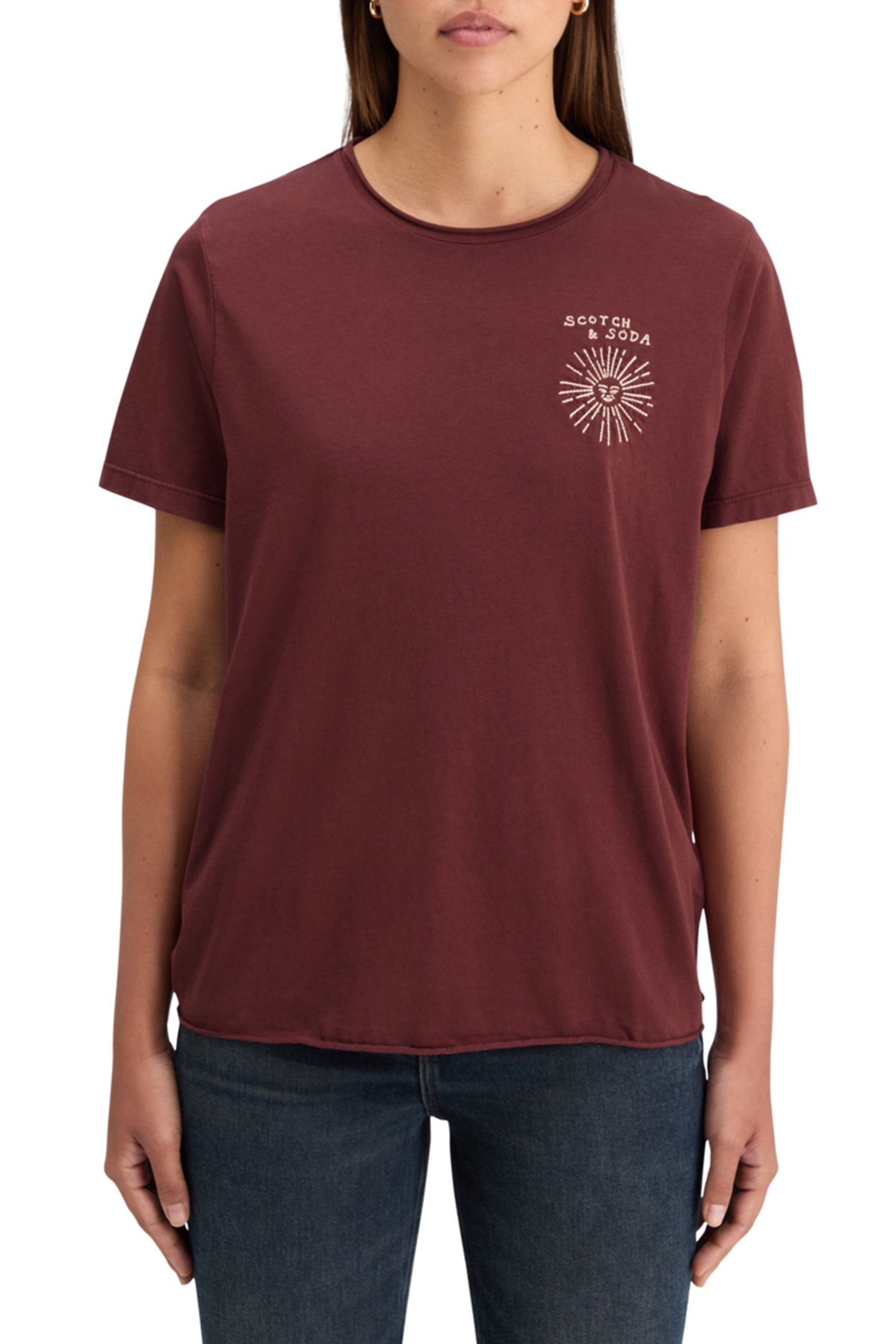 WASHED WITH CHEST ARTWORK RELAXED FIT T-SHIRT RICH MAHOGANY 1