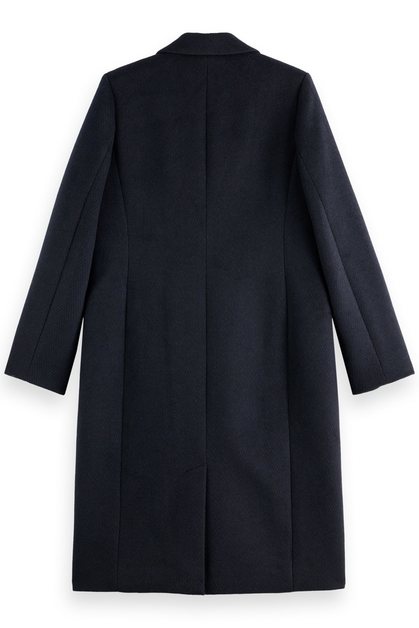 SINGLE BREASTED HERRINGBONE WOOL BLEND TAILORED COAT BLACK A 2