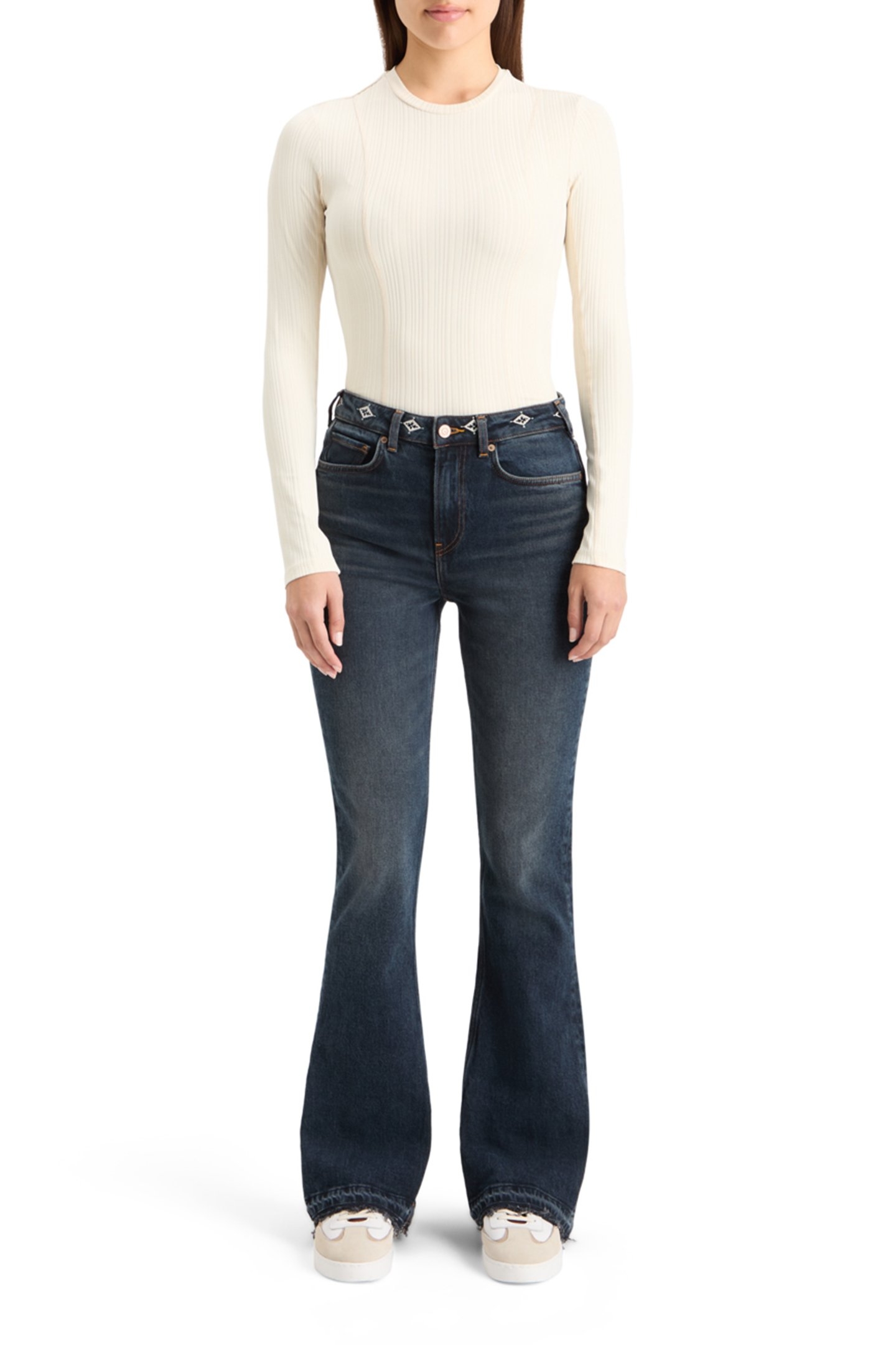 THE CHARM FLARED JEANS WITH EMBROIDERY DETAILS — ROAD  TRIP 3