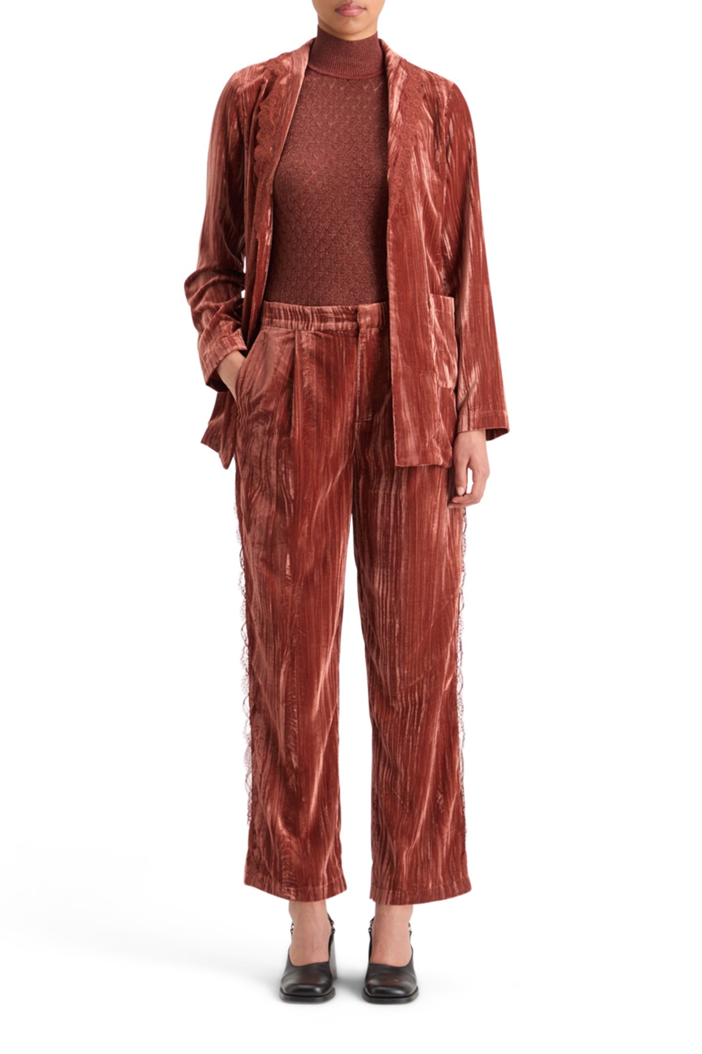 METALLIC POINTELLE KNITTED TANK RUST 6