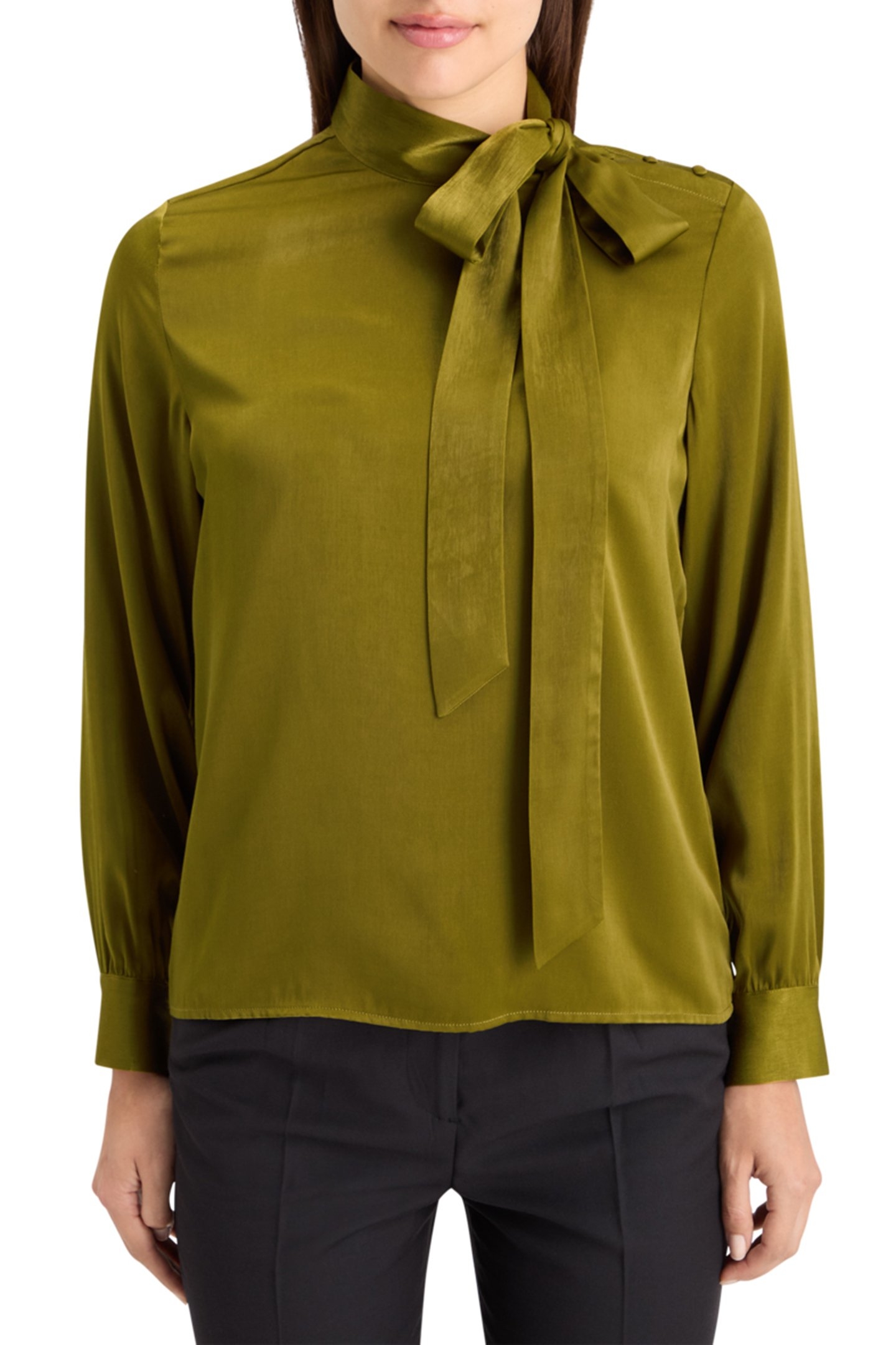 BOW NECK TOP OLIVE 1