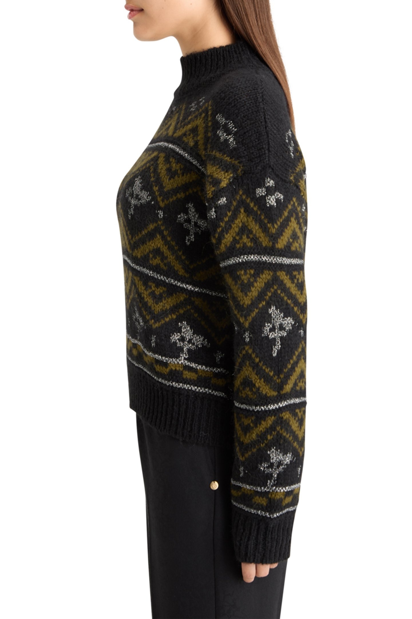 METALLIC FAIR ISLE PULLOVER EVENING BLACK 6