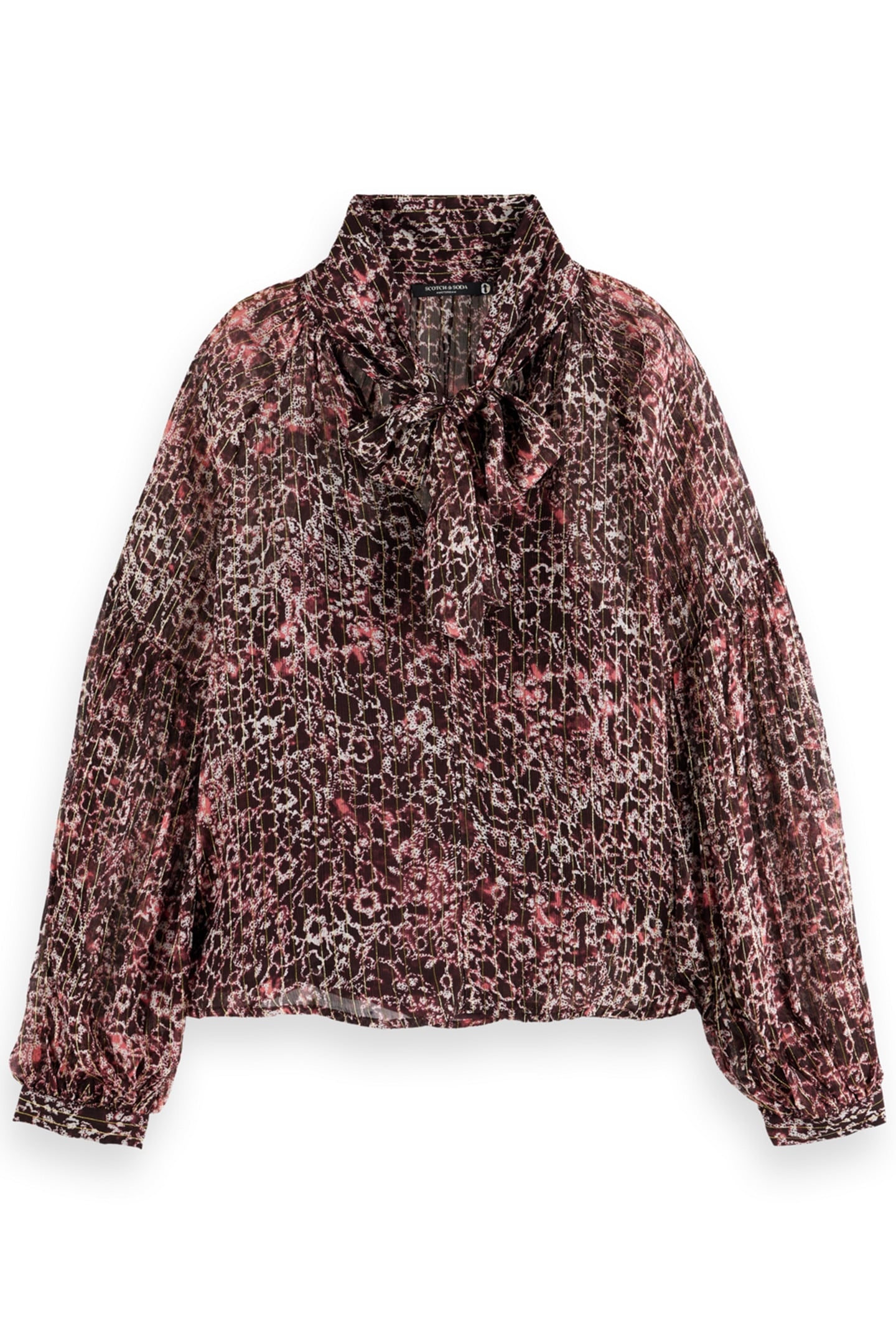 LUREX TOP WITH BOW NECK SHIBORI FLORAL PINK 4