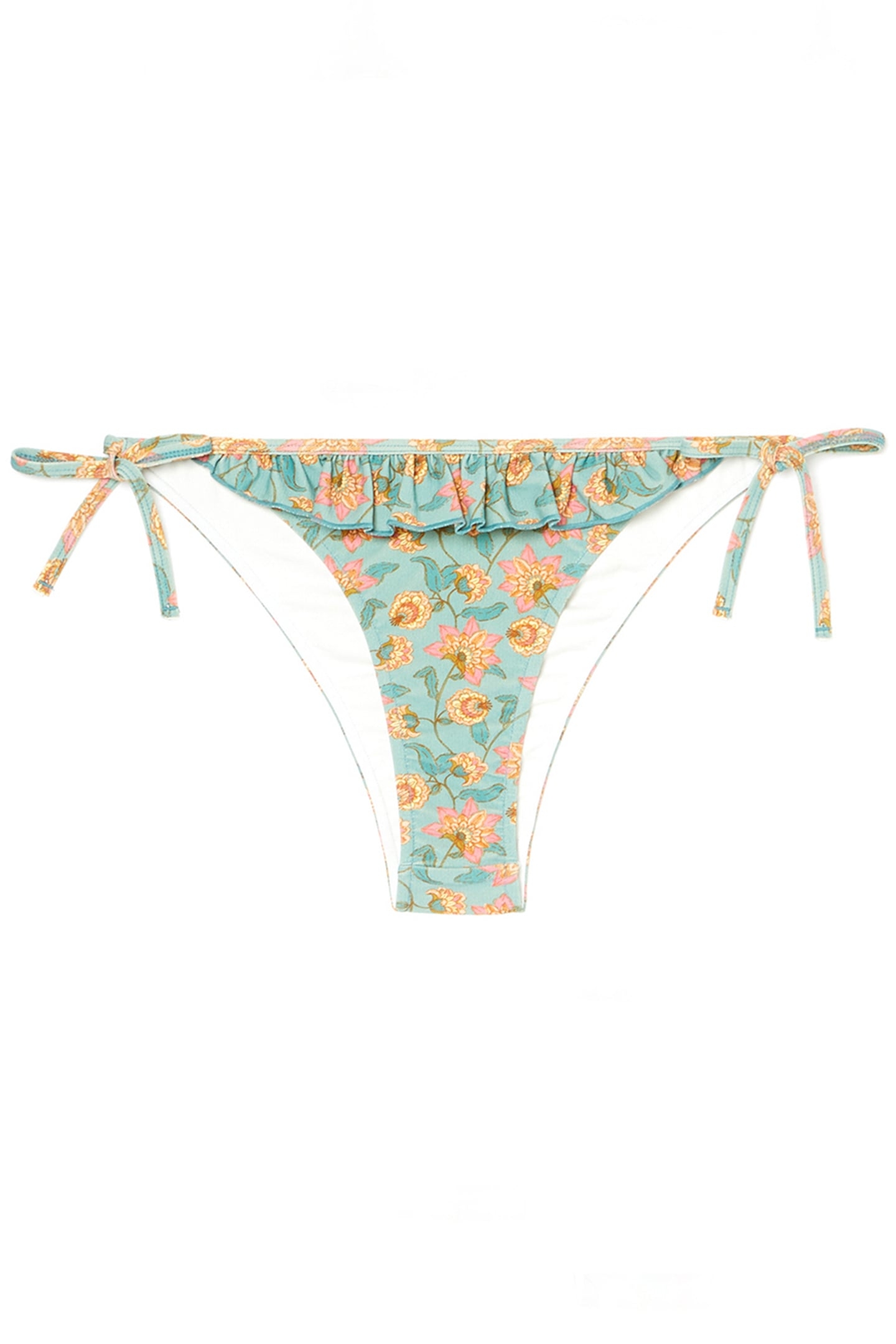 BIKINI BOTTOM SALIA TURQUOISE FLOWERS 5