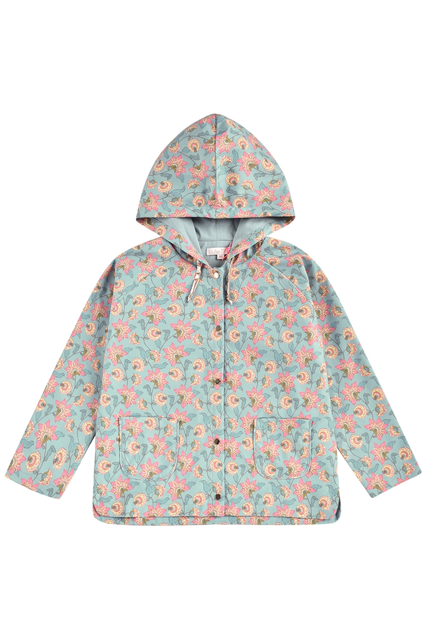 RAINCOAT MANOUKIA TURQUOISE FLOWERS 2