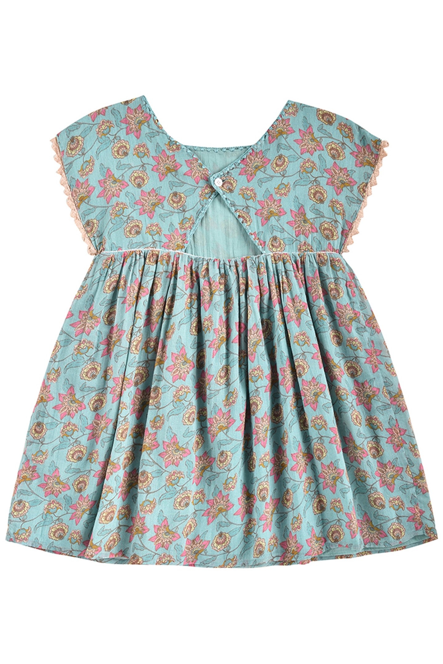 DRESS TAPALPA TURQUOISE FLOWERS 2