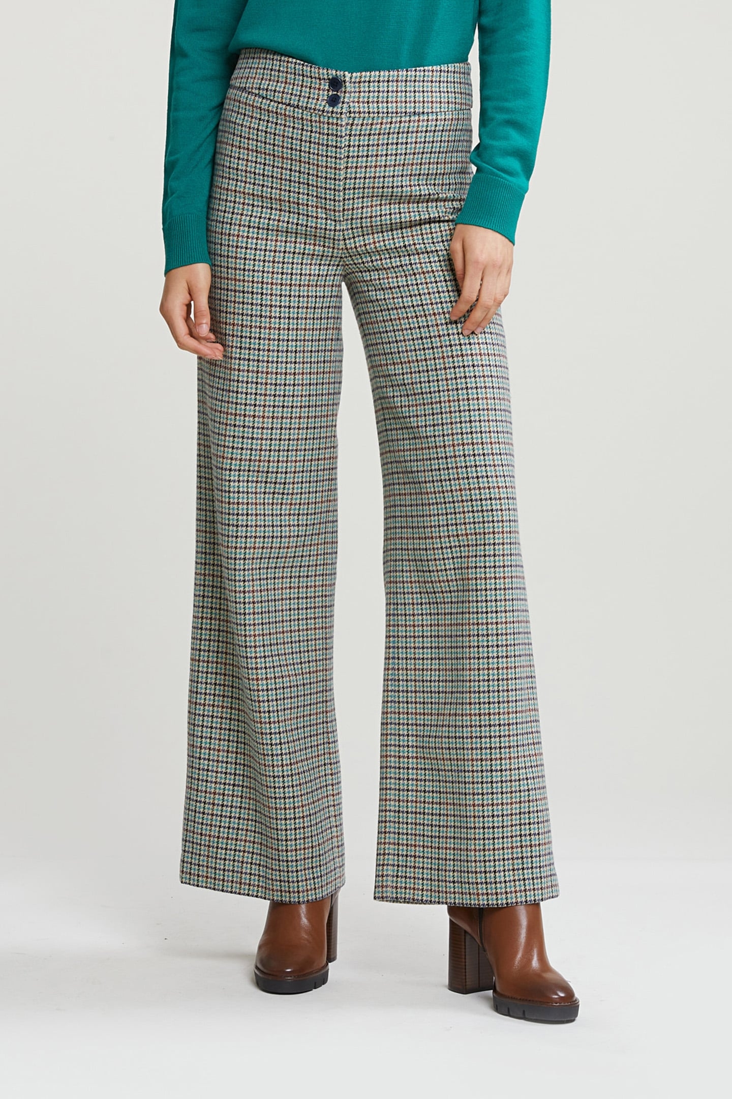 MULTI CHECKED WIDE LEG PANTS 1