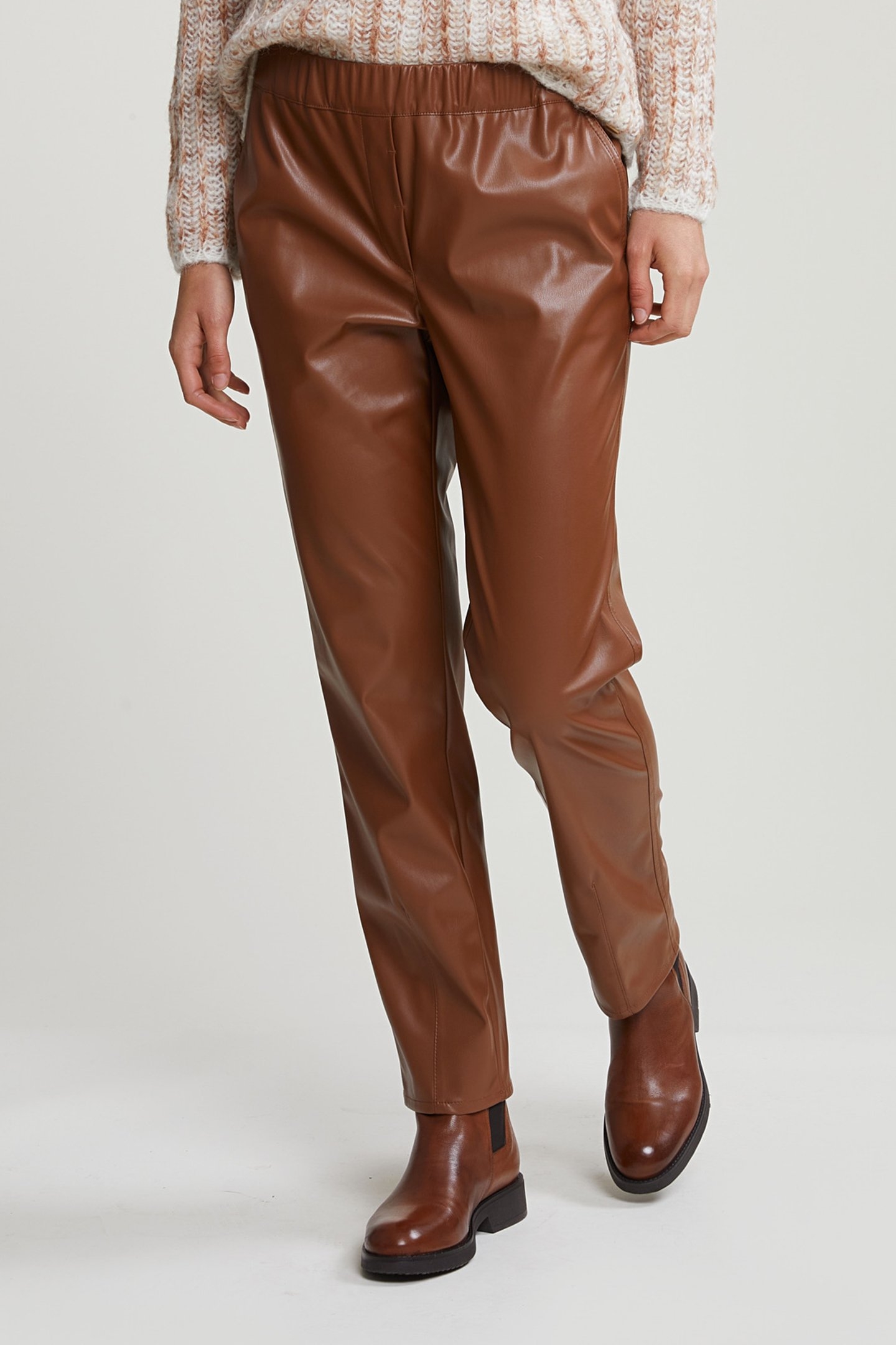 BROWN VEGAN LEATHER PANTS 1