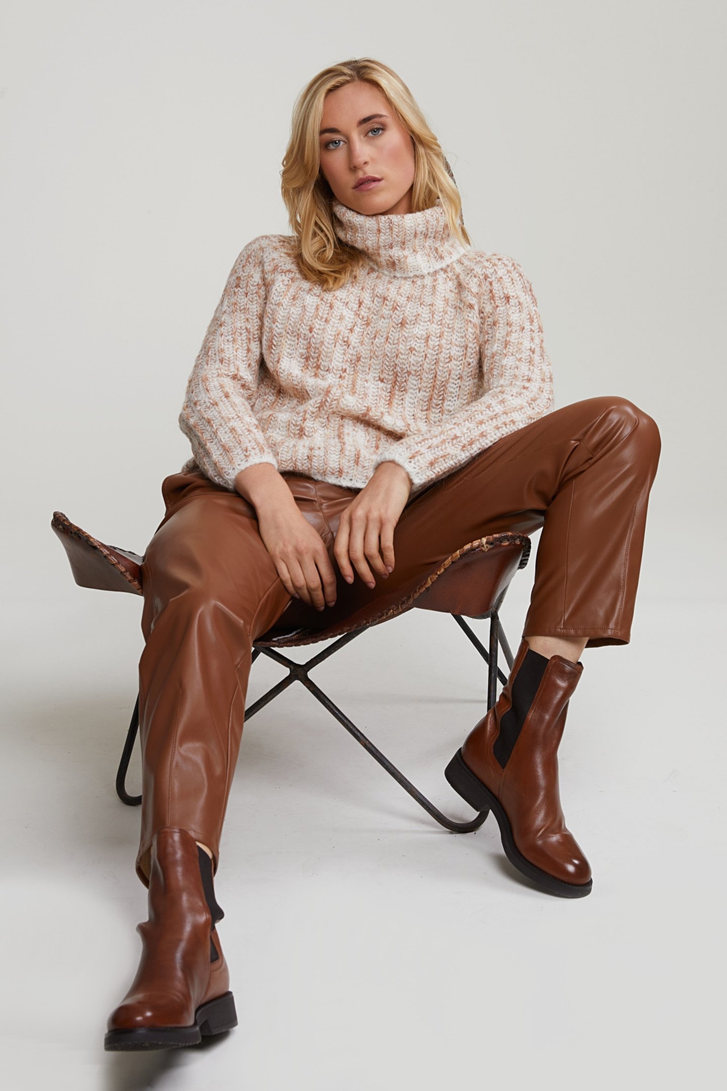 BROWN VEGAN LEATHER PANTS 3