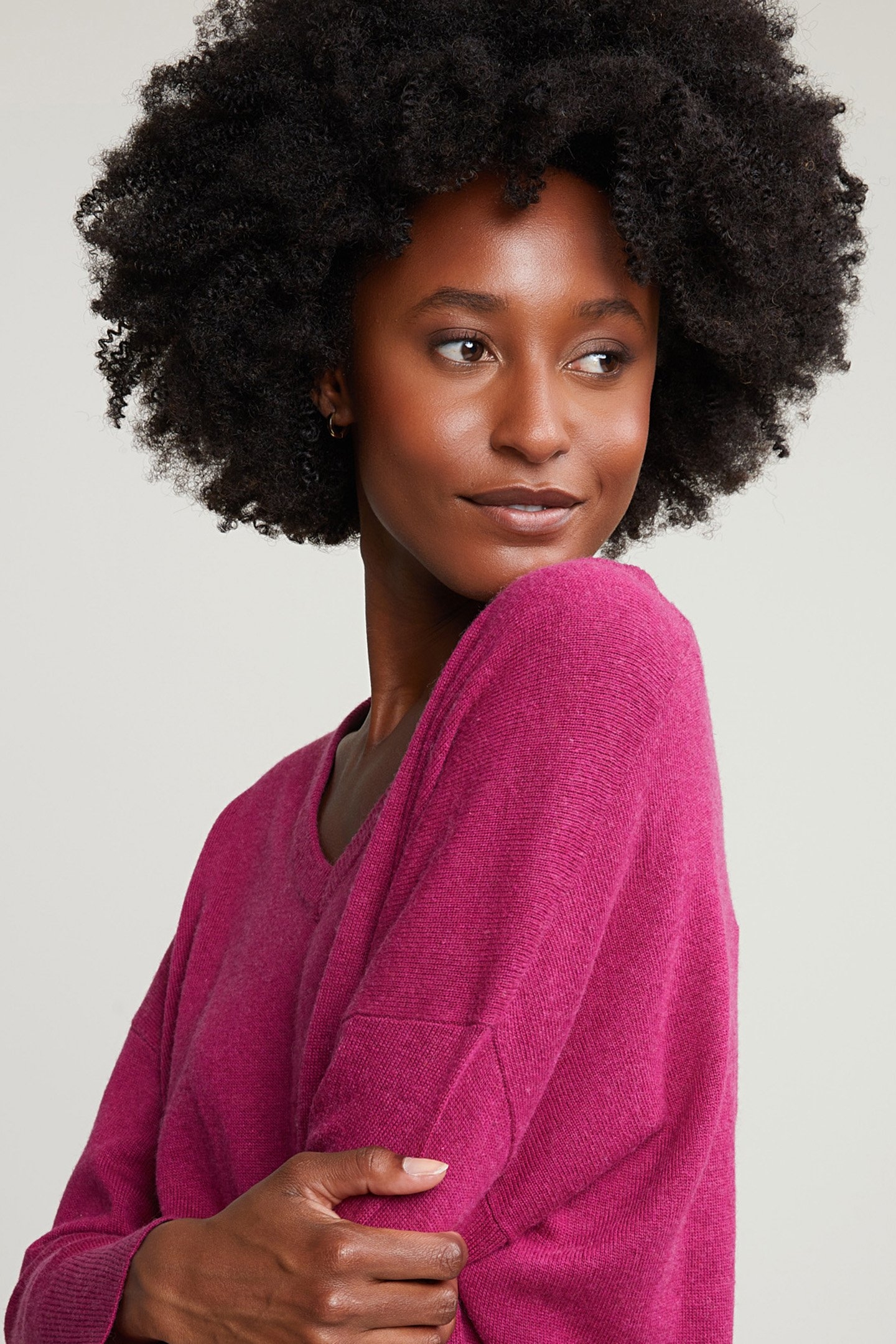 MAGENTA BASIC V-NECK SWEATER LONG SLEEVES 4