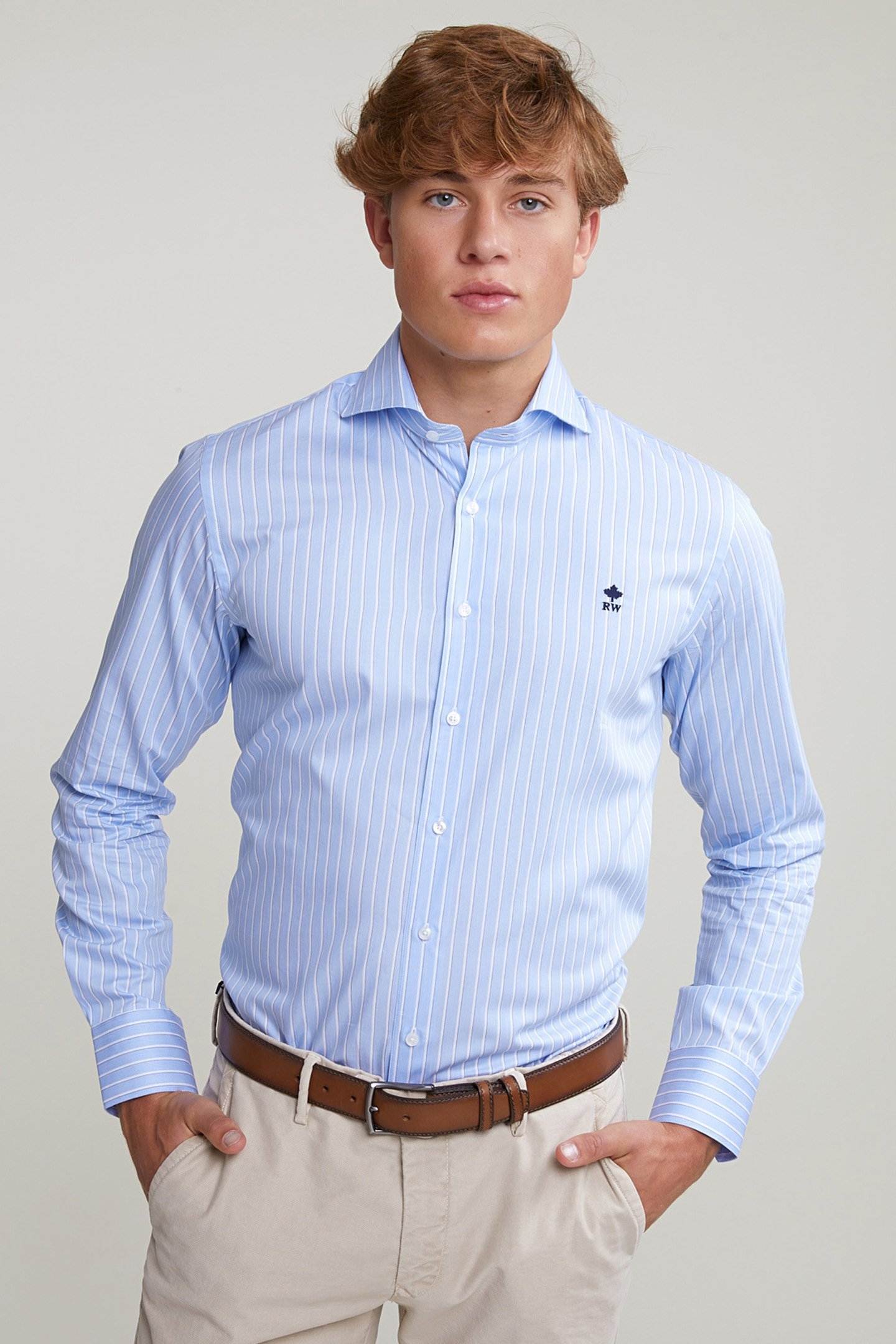 CUSTOM FIT STRIPED SHIRT BLUE/WHITE 1