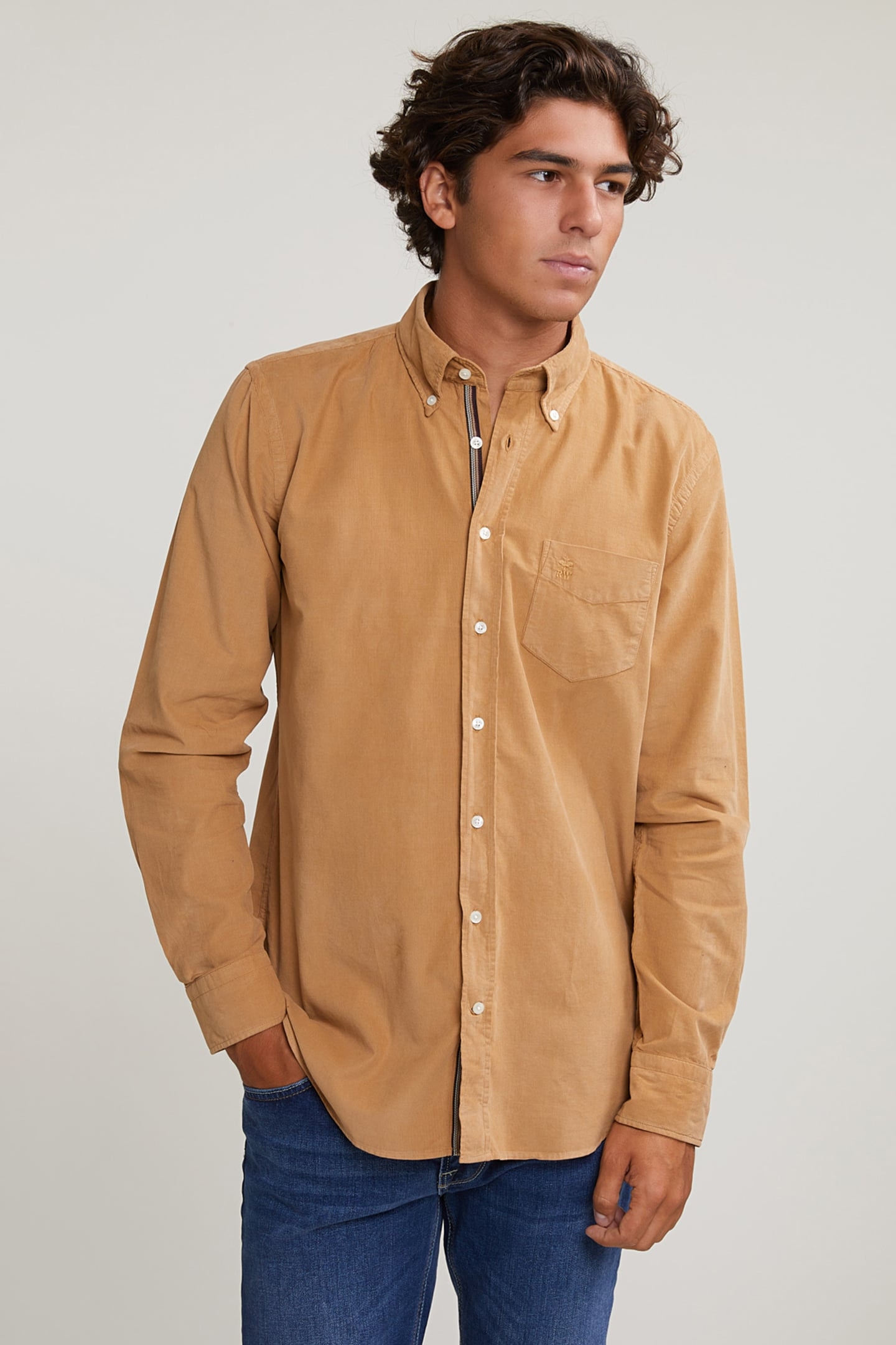 CUSTOM FIT CORDUROY SHIRT MAPLE SYRUP 1