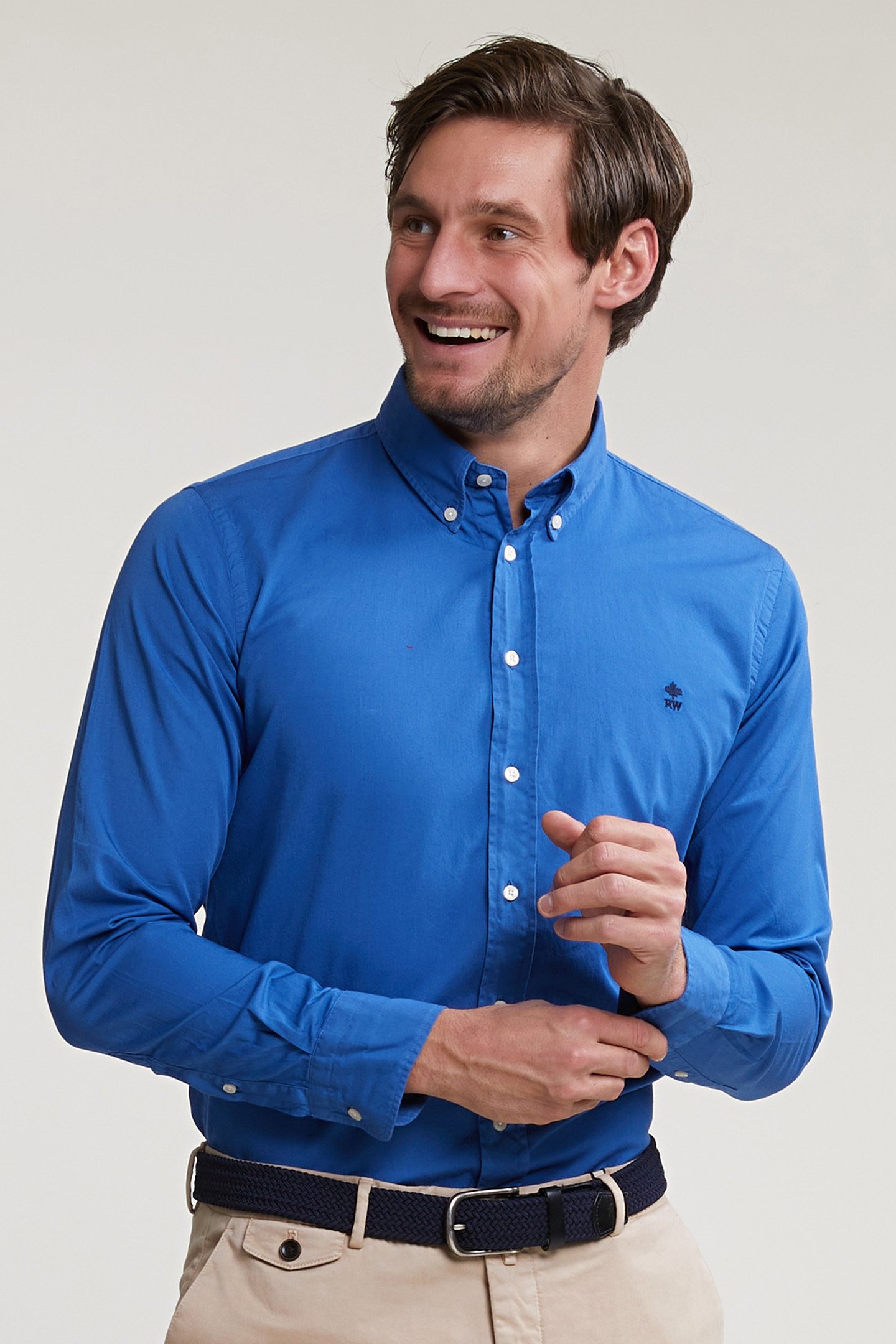 CUSTOM FIT UNI COTTON SHIRT CROWN BLUE 1