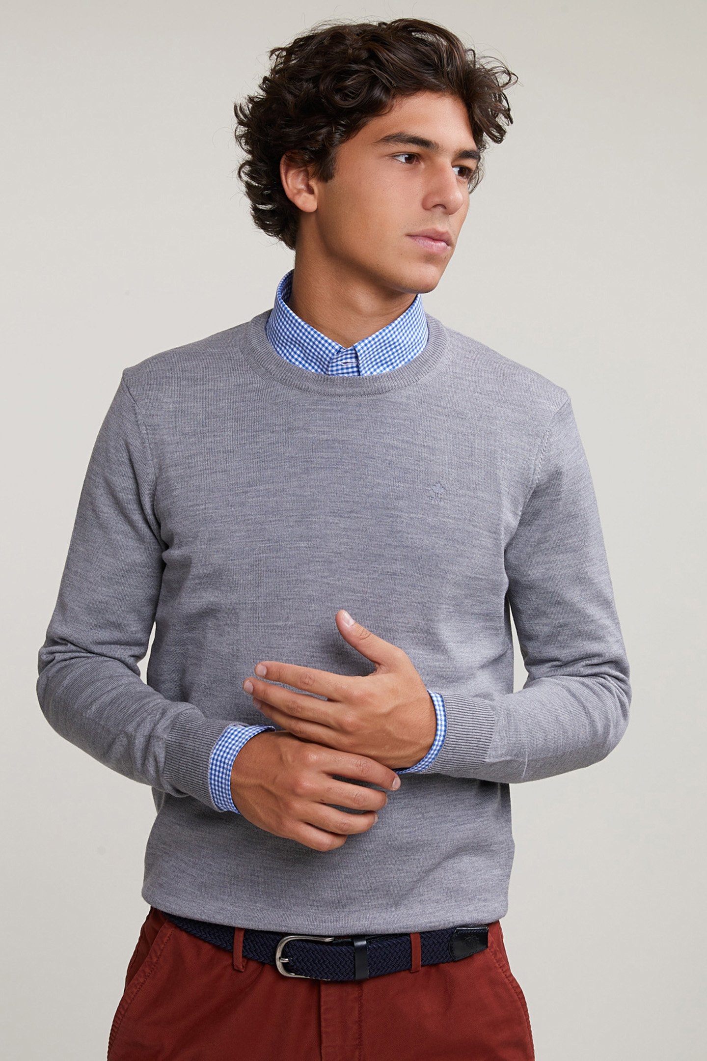 CUSTOM FIT MERINO CREW NECK PULLOVER INOX MIX 1
