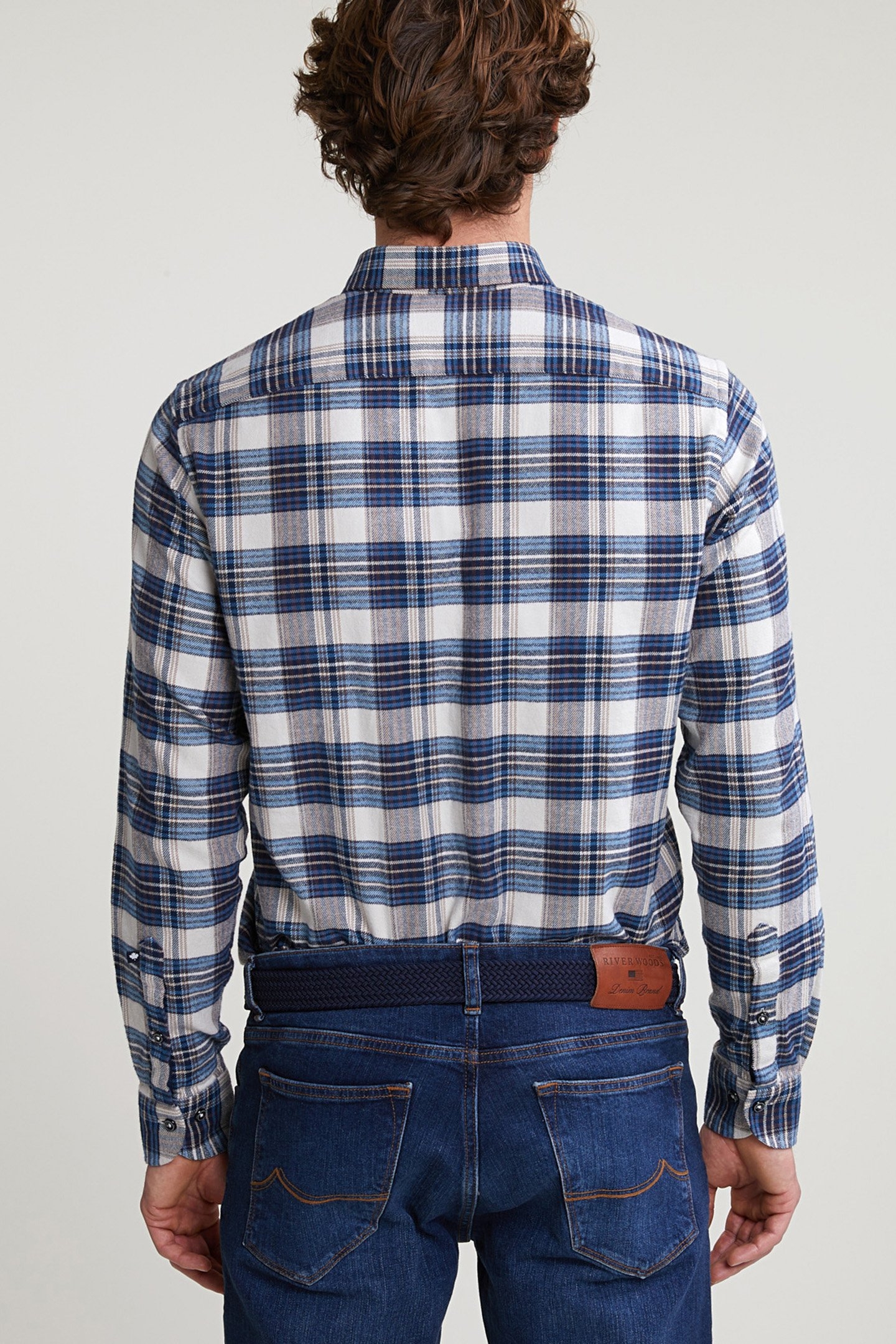 CUSTOM FIT CHECKED SHIRT BLUE/BEIGE 2