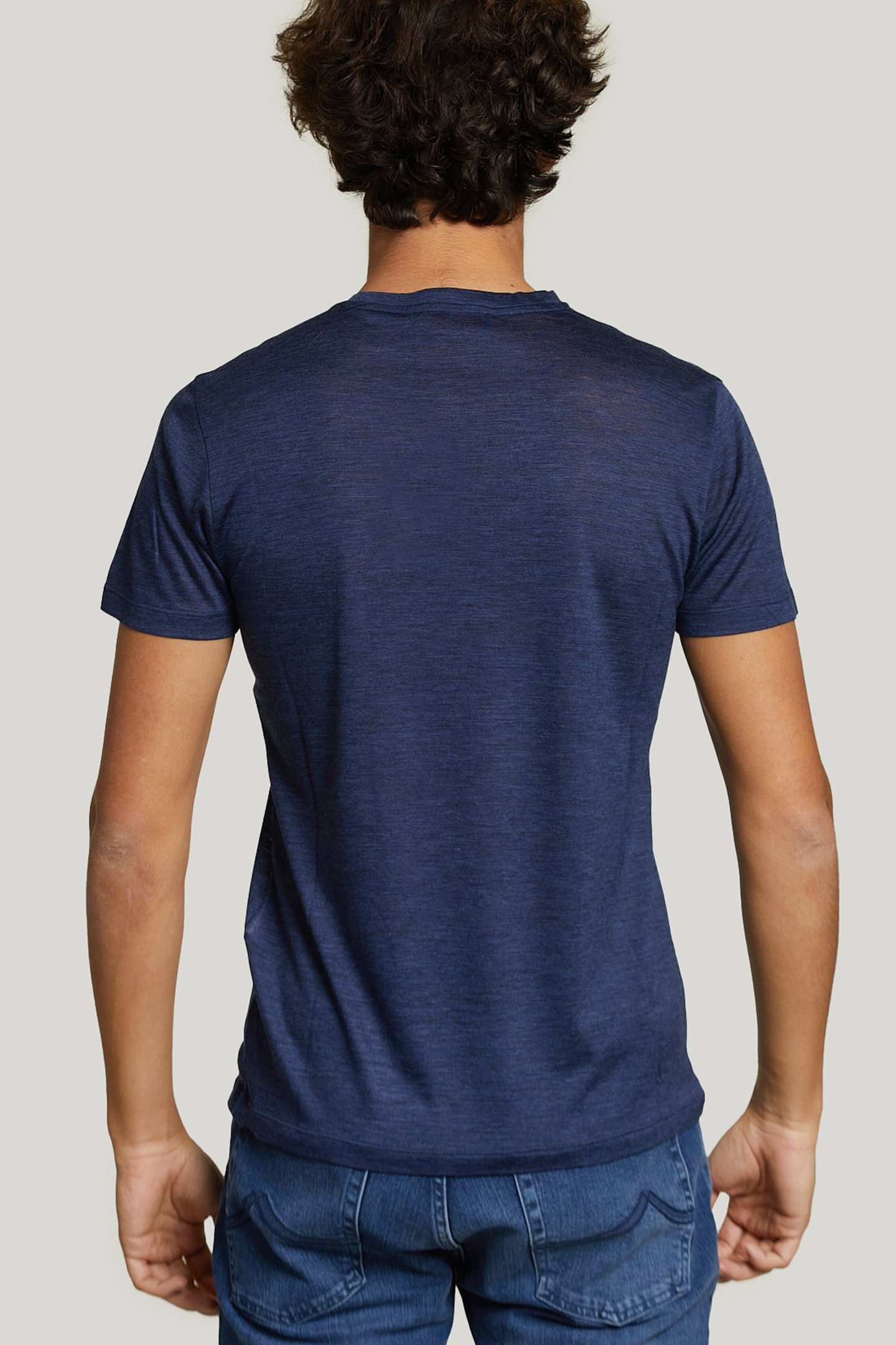 SLIM FIT VIRGIN WOOL T-SHIRT BLUE 2