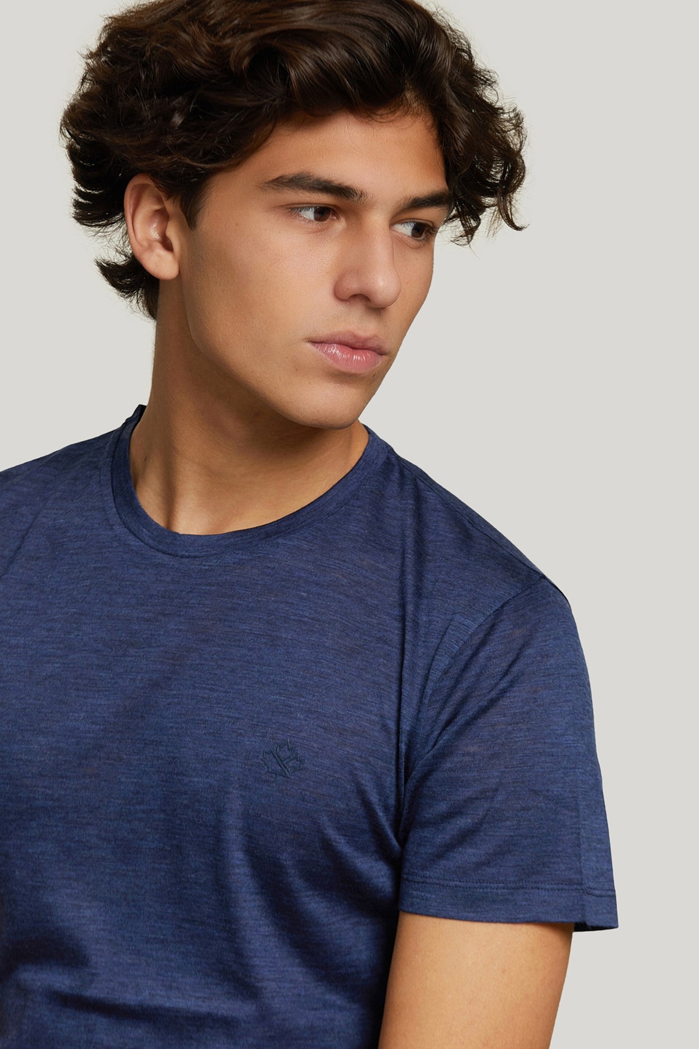 SLIM FIT VIRGIN WOOL T-SHIRT BLUE 4