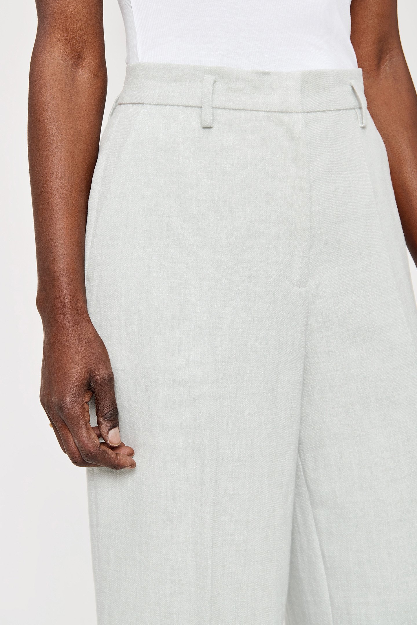 MELANGE LINEN WIDE LEG PANTS LIGHT GREY MELANGE 4