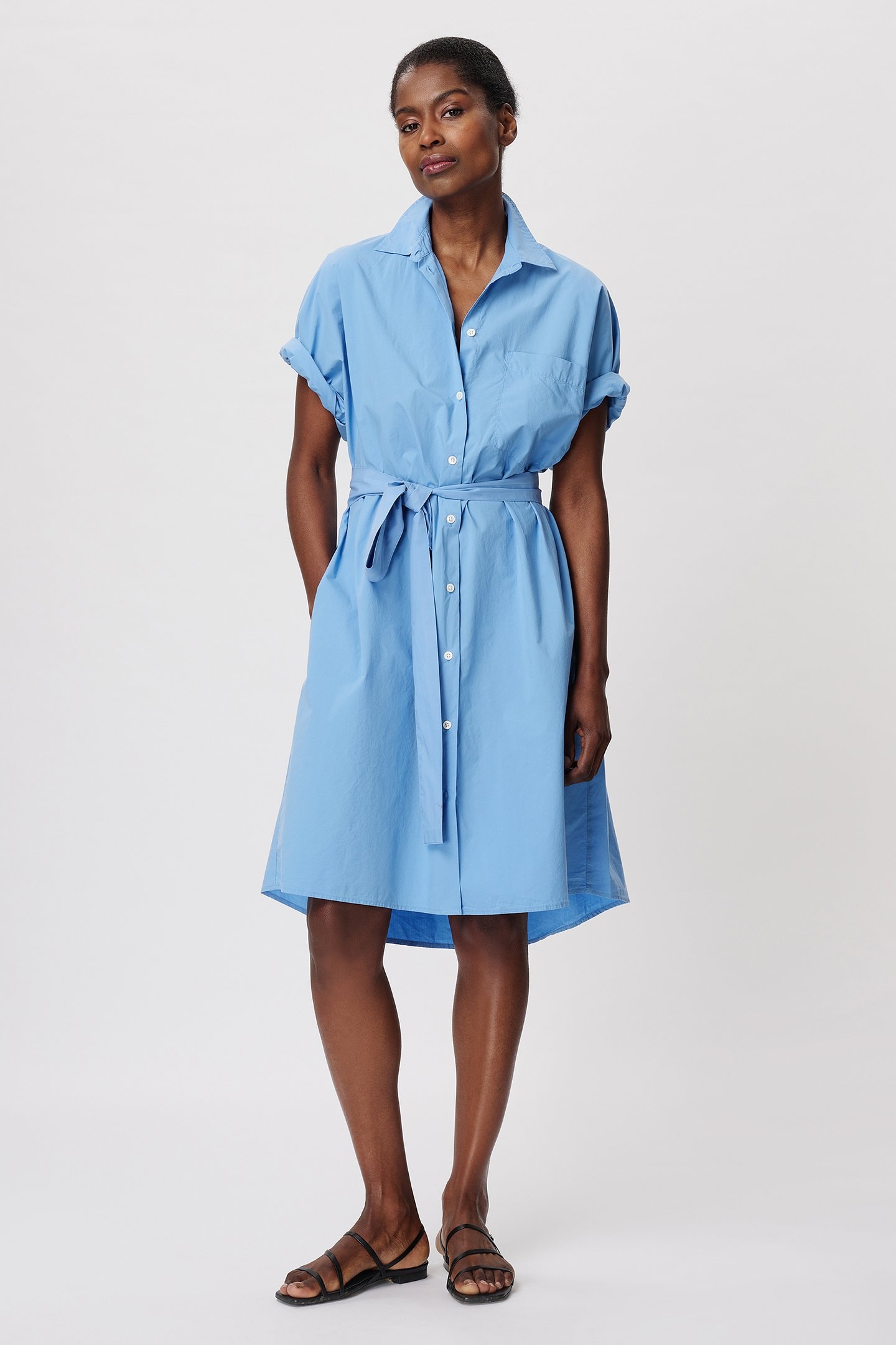 COTTON SHORT SLV SHIRT DRESS SKY BLUE 3