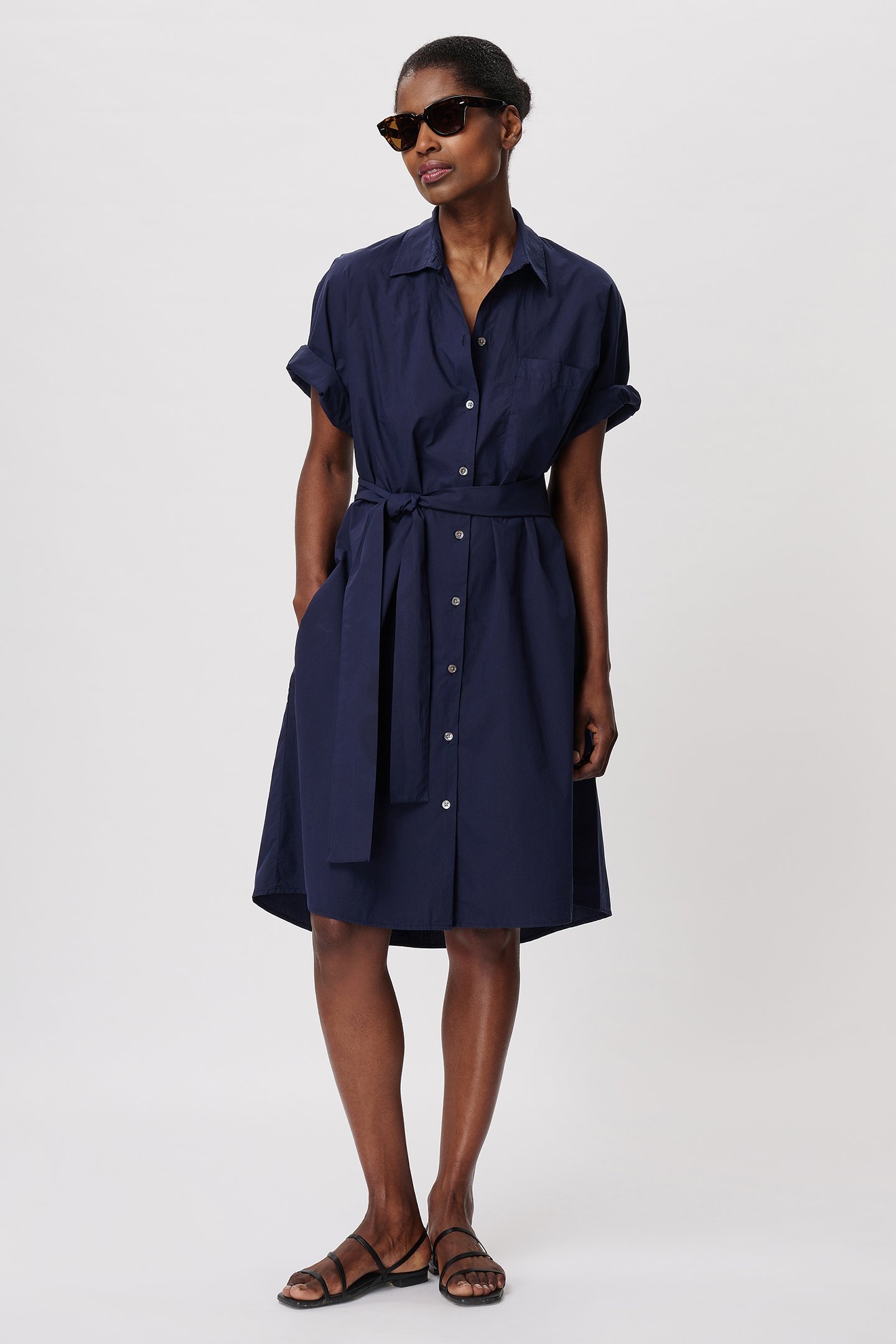 COTTON SHORT SLV SHIRT DRESS MIDNIGHT BLUE 3