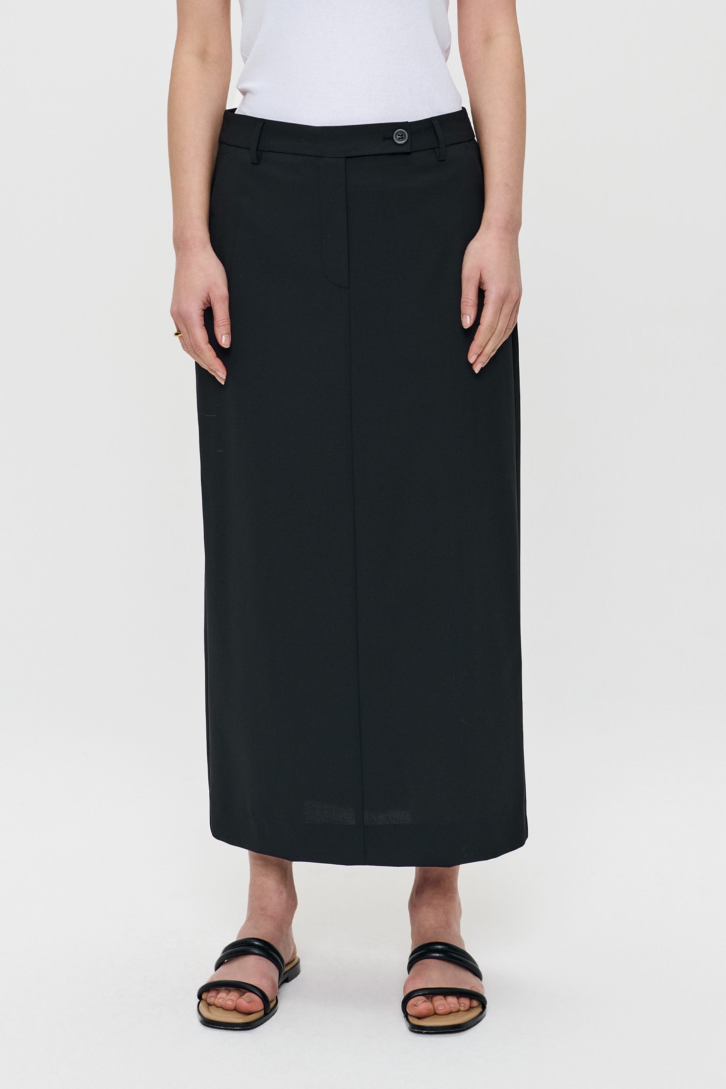 TROPICAL WOOL STRAIGHT SKIRT BLACK 1