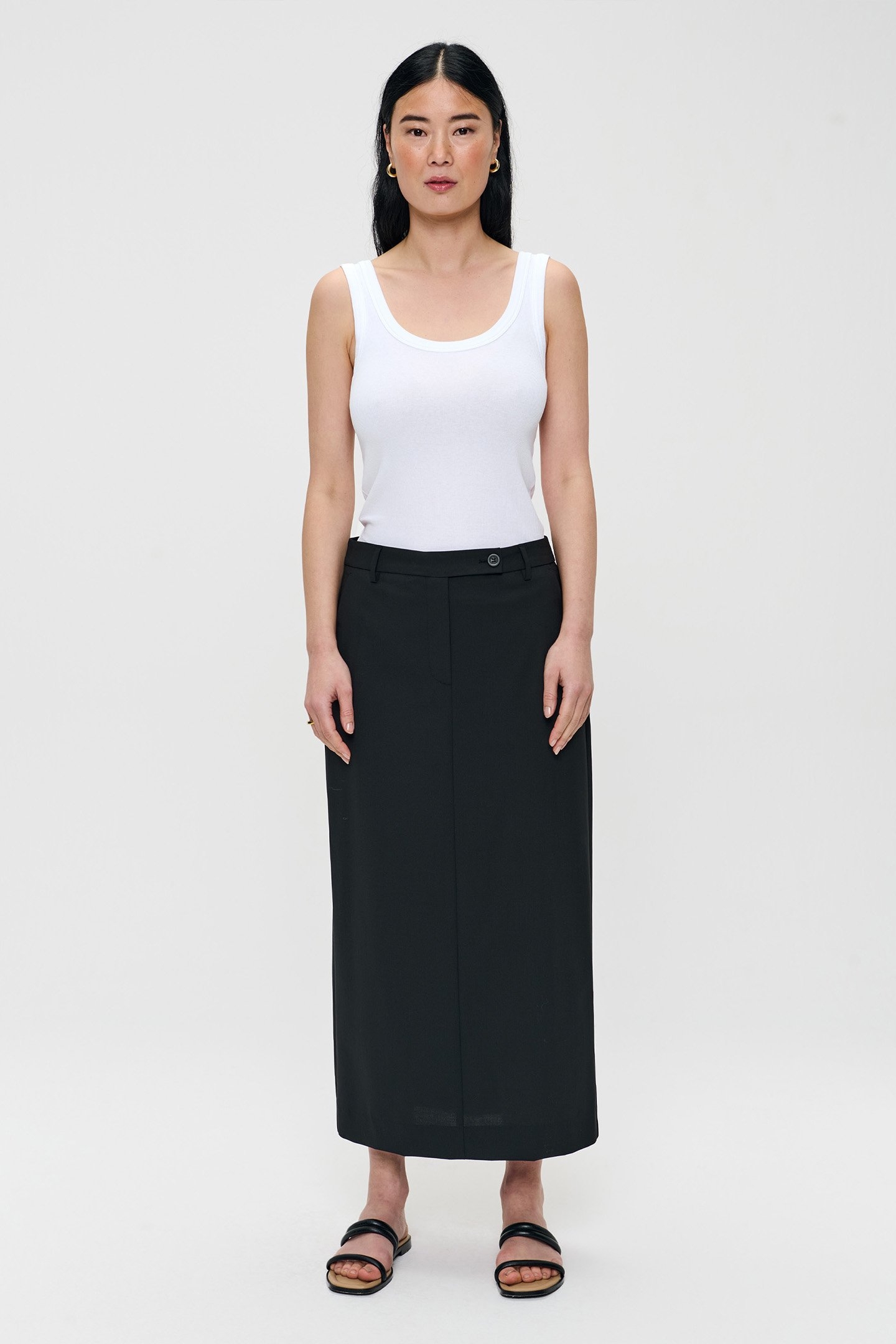 TROPICAL WOOL STRAIGHT SKIRT BLACK 3