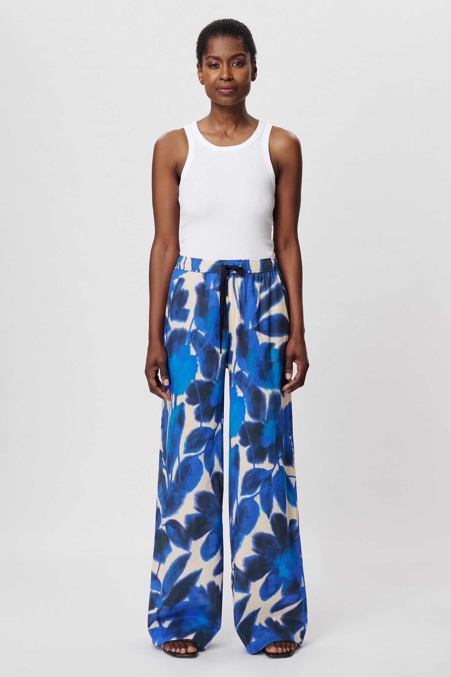 COTTON VOILE PRINT PANTS CORNFLOWER 1