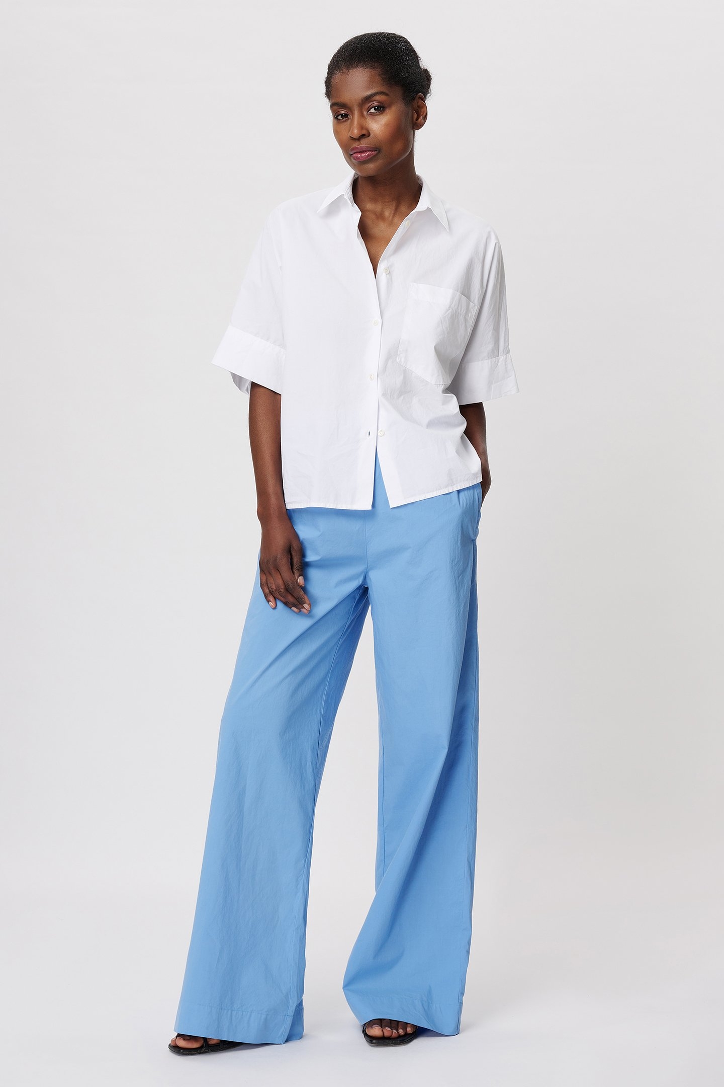 COTTON WIDE LEG PANTS SKY BLUE 5