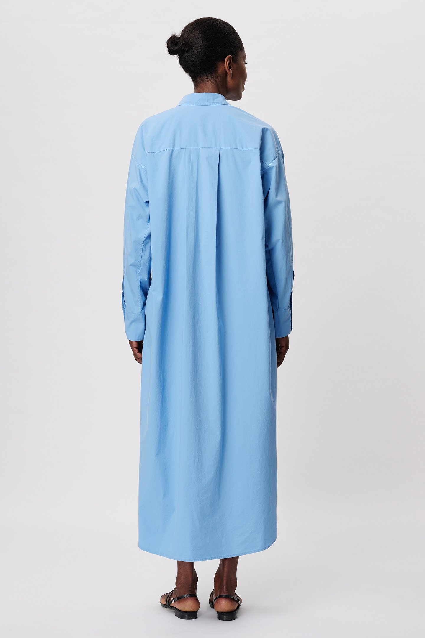 COTTON POPLIN LONG SHIRT DRESS SKY BLUE 2