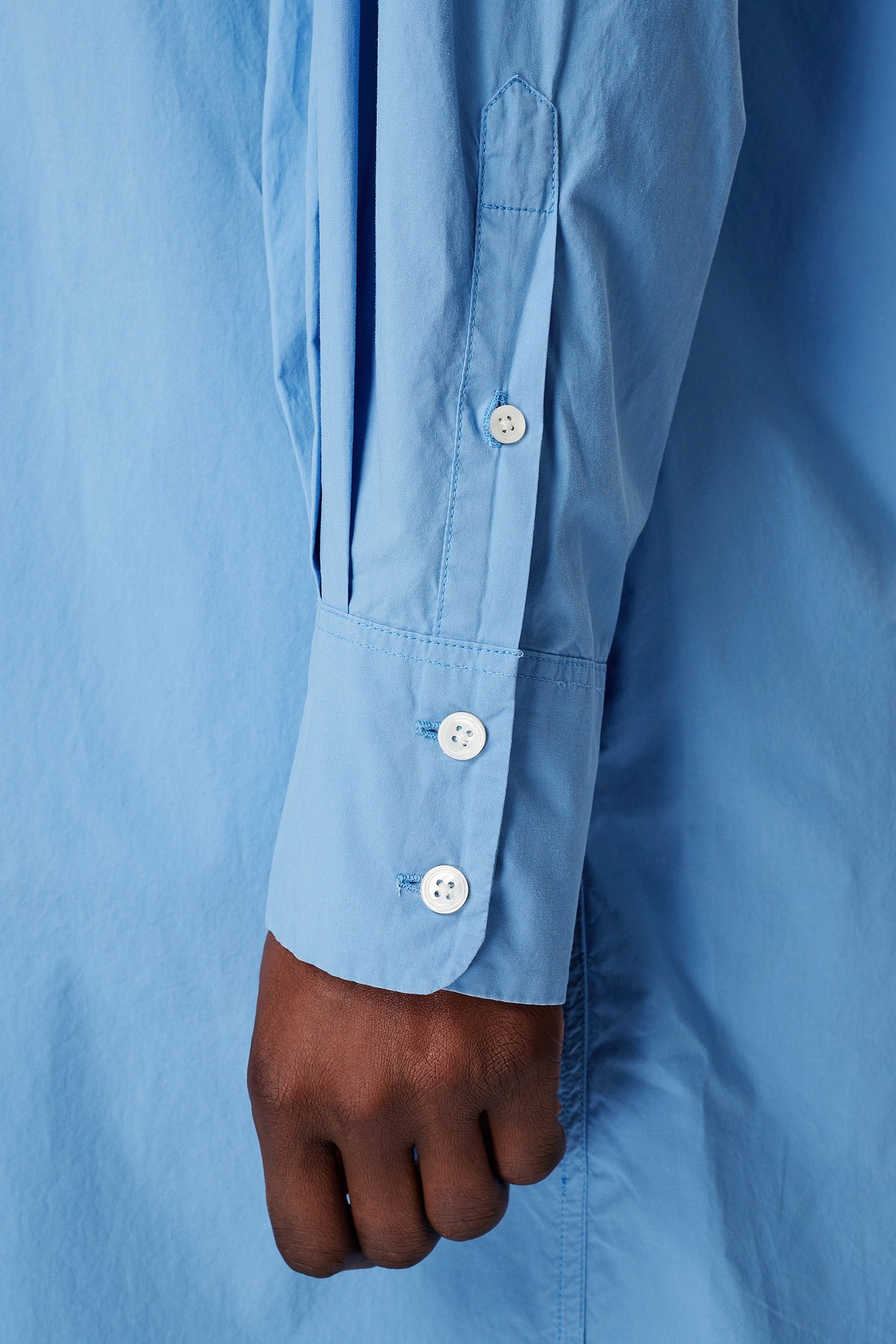 COTTON POPLIN LONG SHIRT DRESS SKY BLUE 4