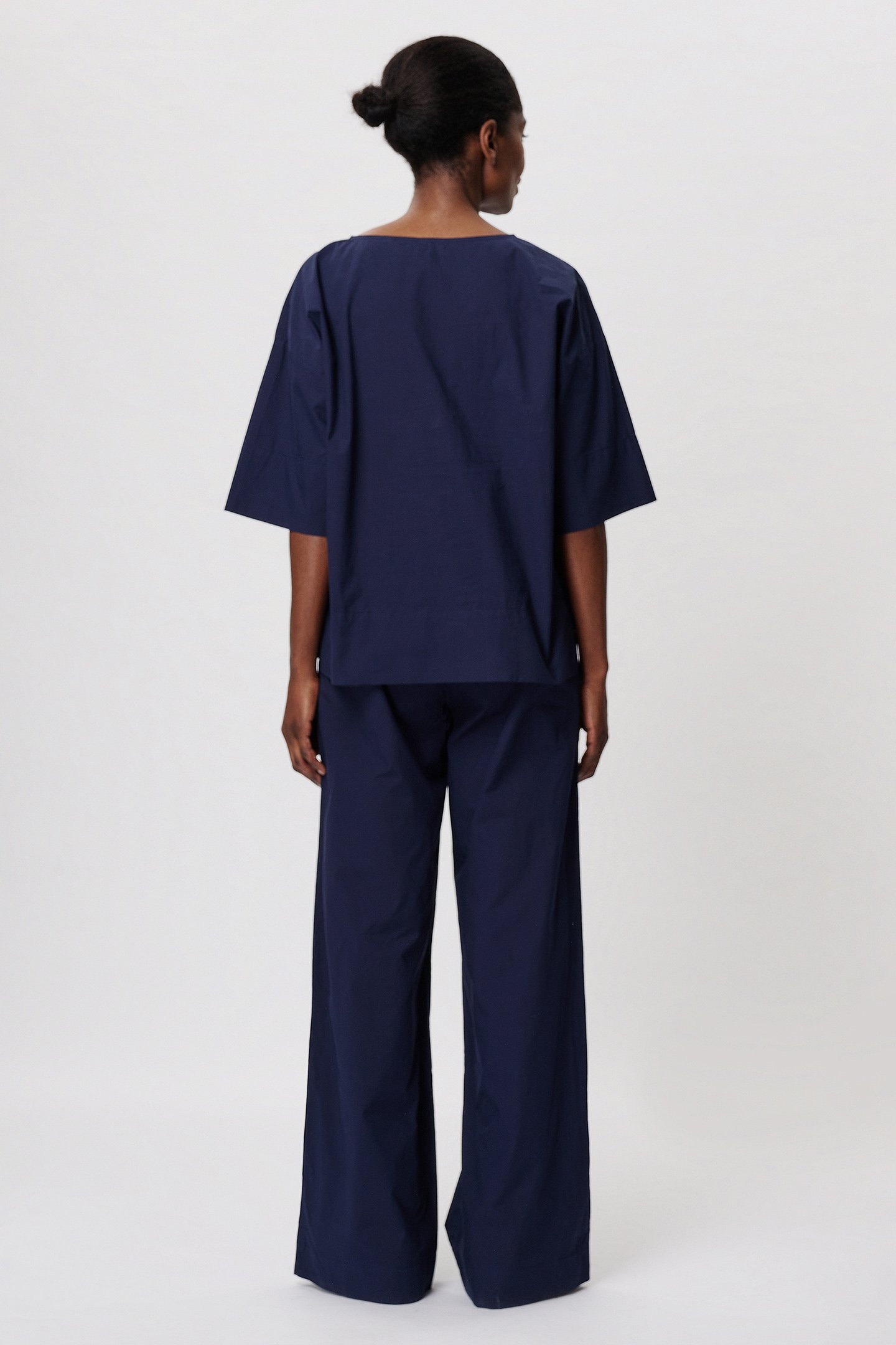 COTTON POPLIN T-SHIRT TOP MIDNIGHT BLUE 2