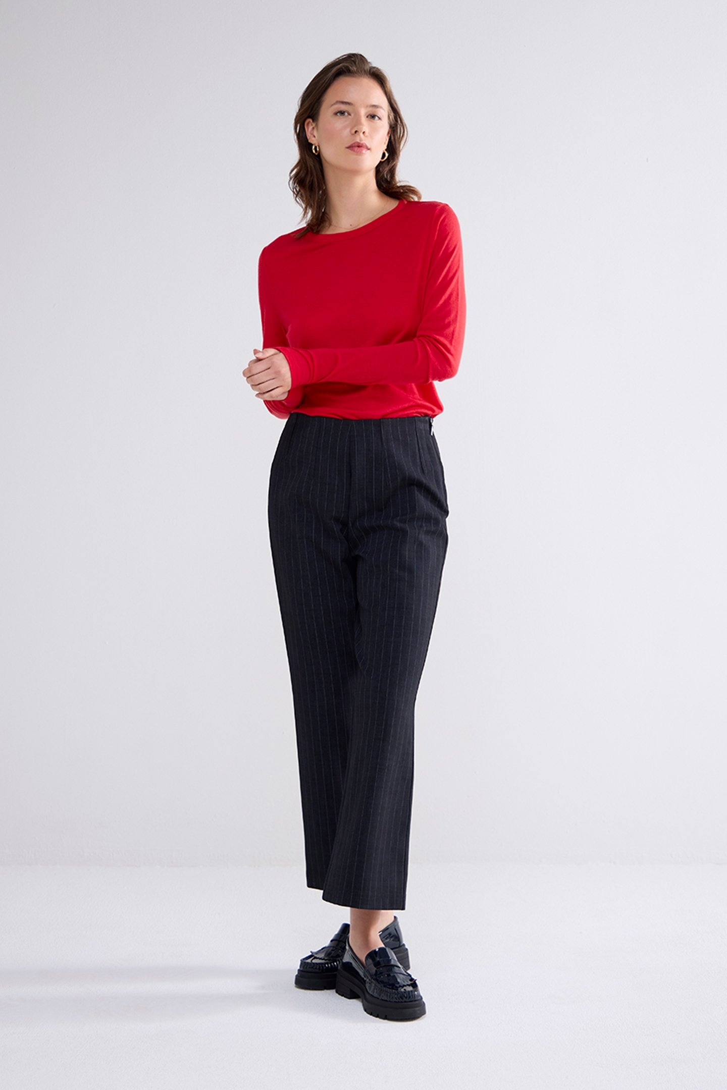 ROUND NECK TOP LYOCELL WOOL BASICS TRUE RED 1