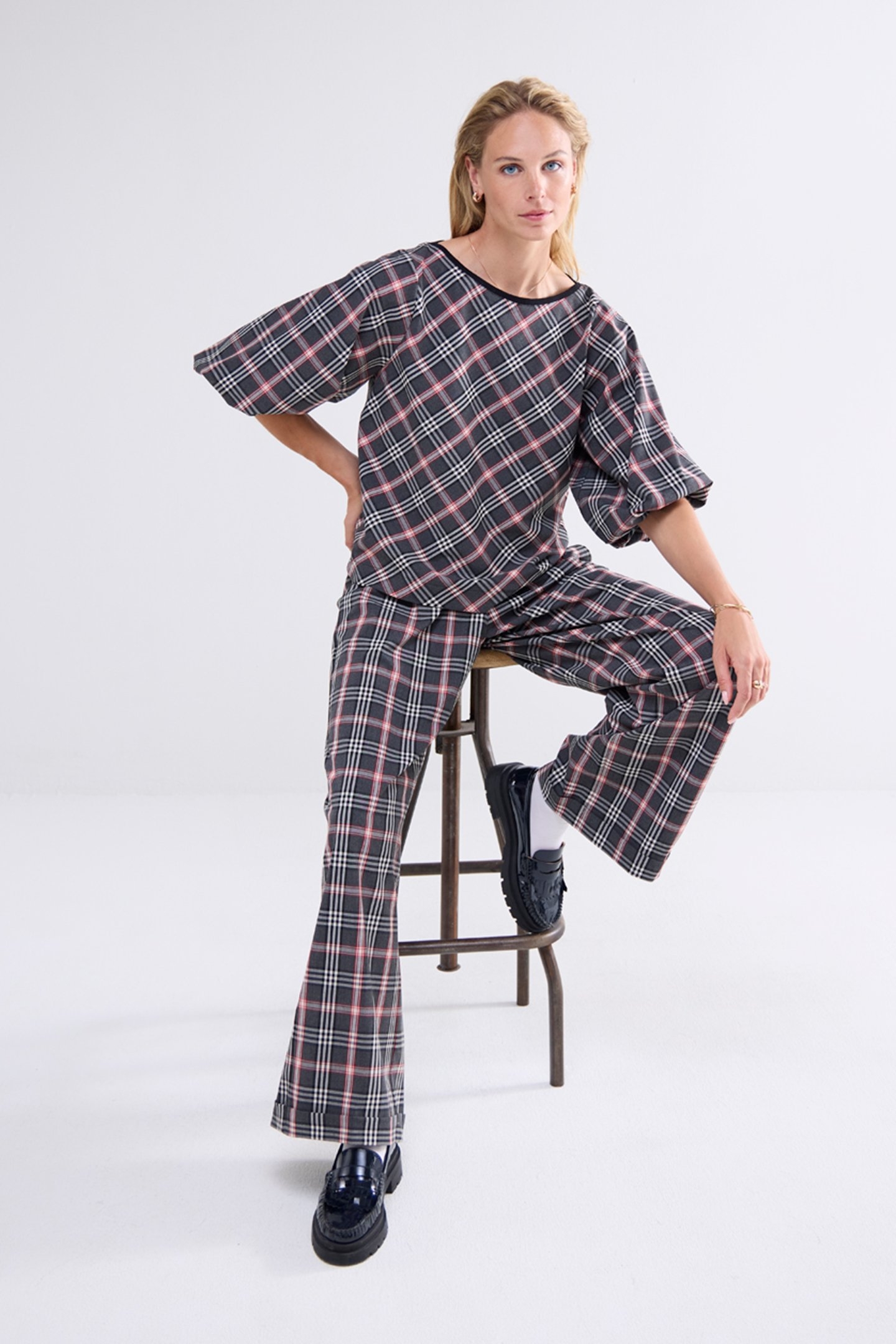 TROUSERS CHECK IN RED MULTICOLOUR 4