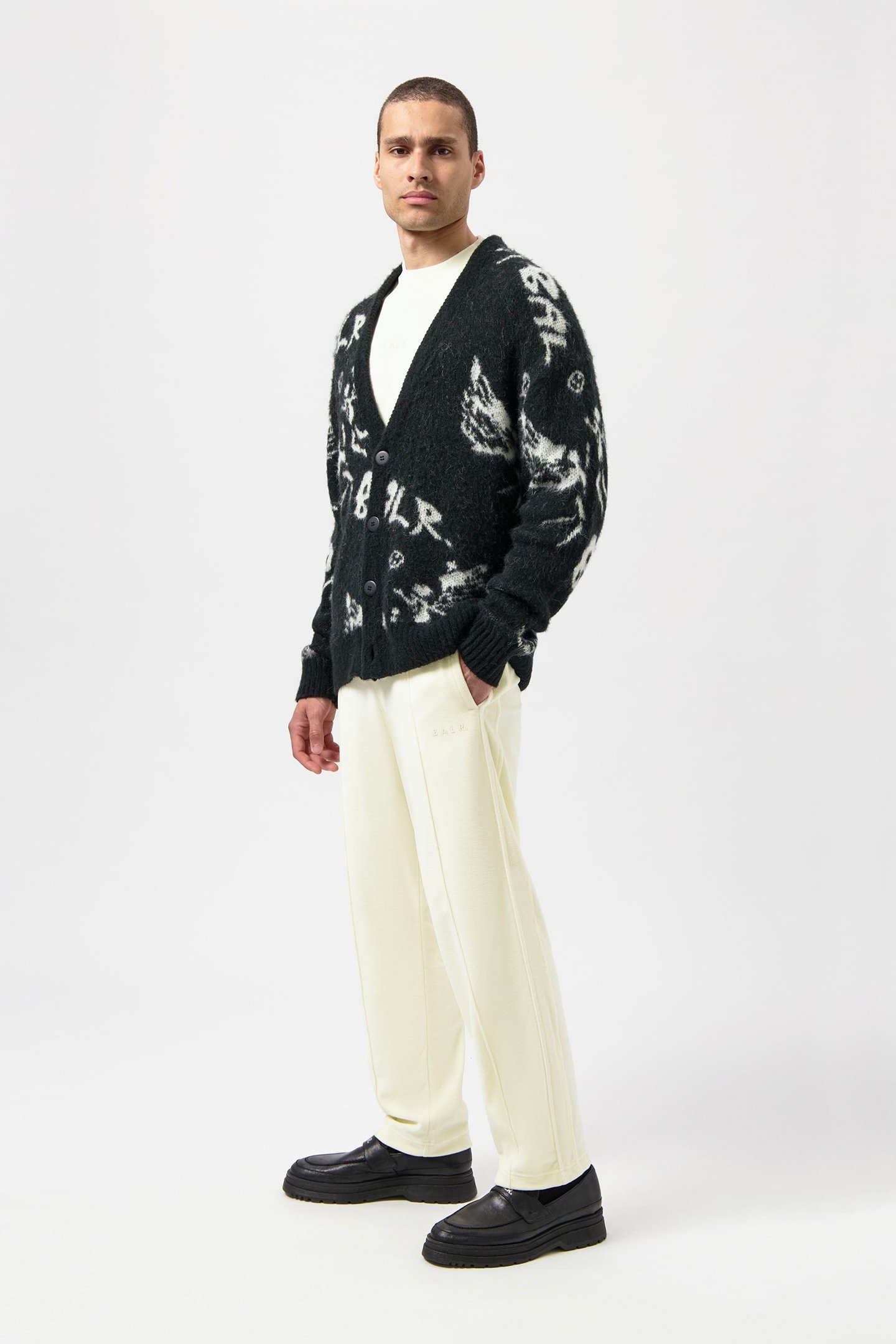 GAME OF THE GODS BOX FIT BRUSHED CARDIGAN JET BLACK 6