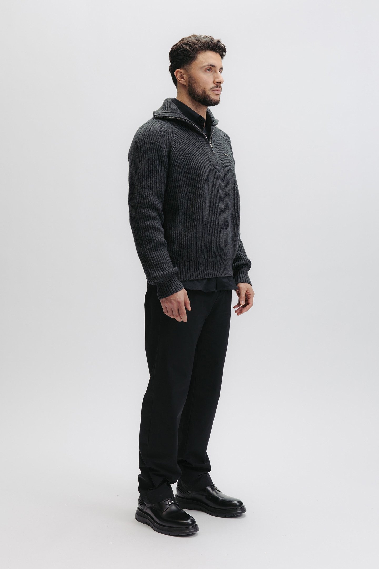 XI KNITTED HALF ZIP VOLCANIC GREY 5