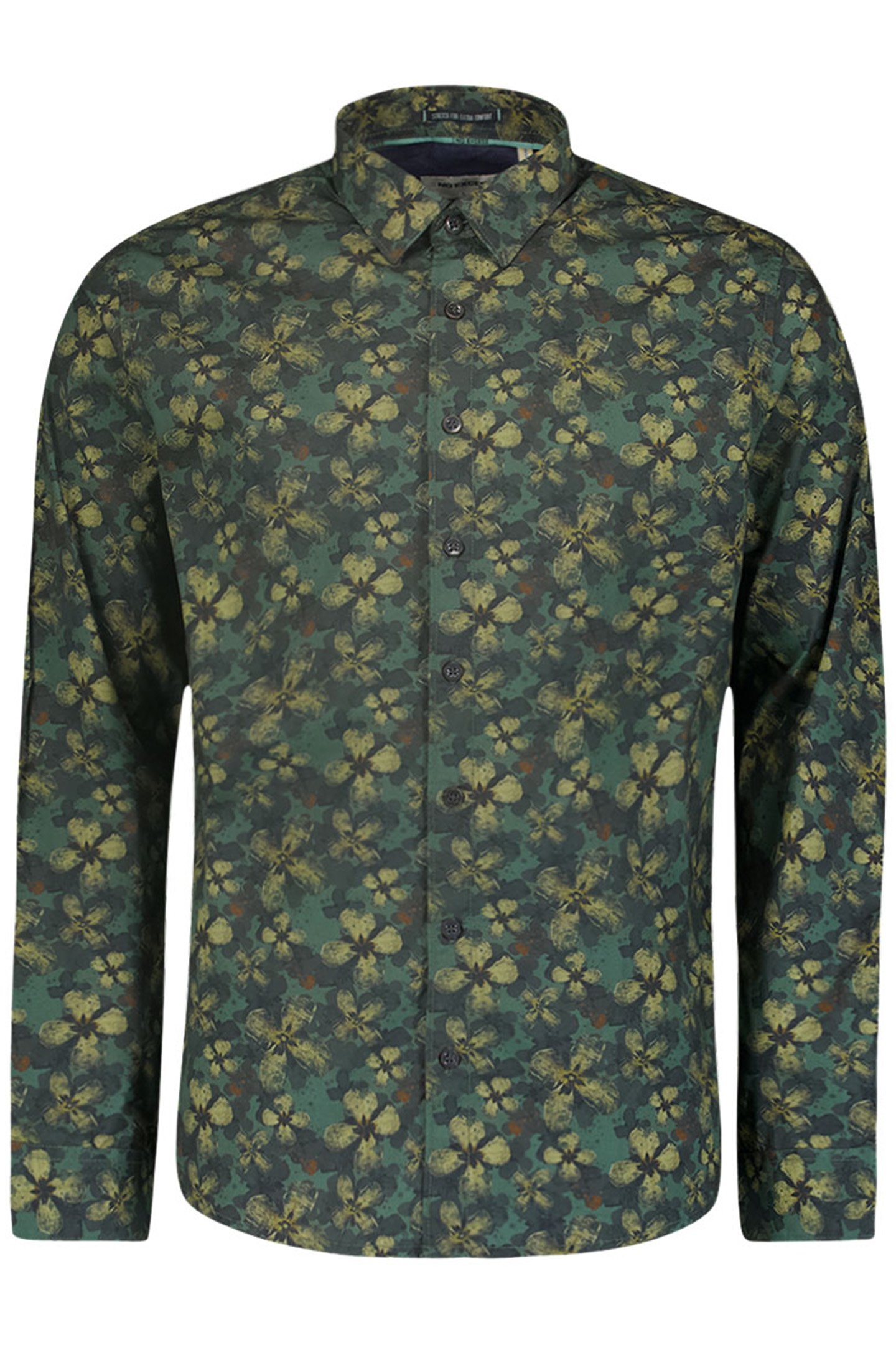 SHIRT STRETCH ALLOVER PRINTED DARK GREEN 4