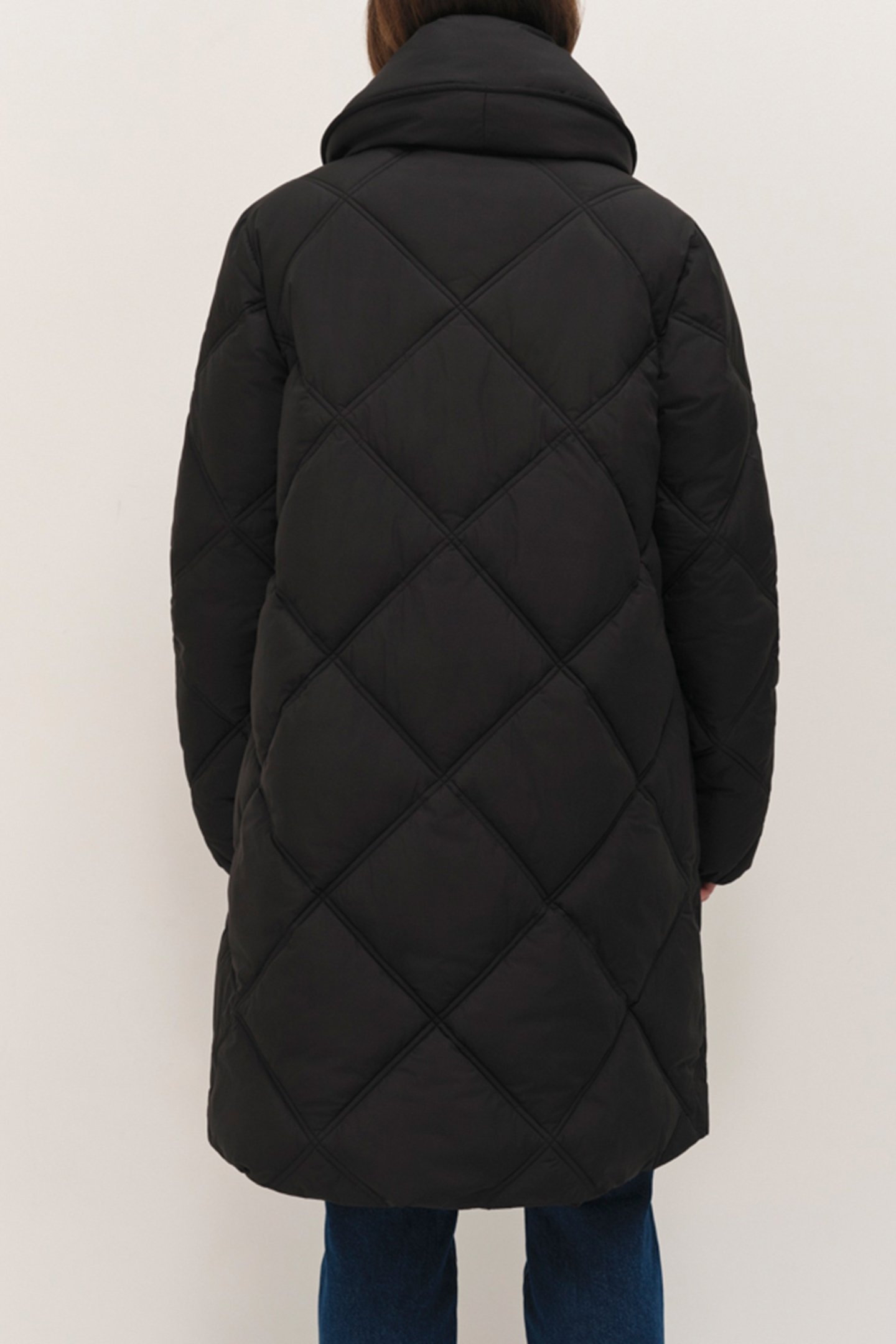DROP - BLACK DOWN JACKET WITH SHAWL COLLAR DUPONT™ SORONA 2