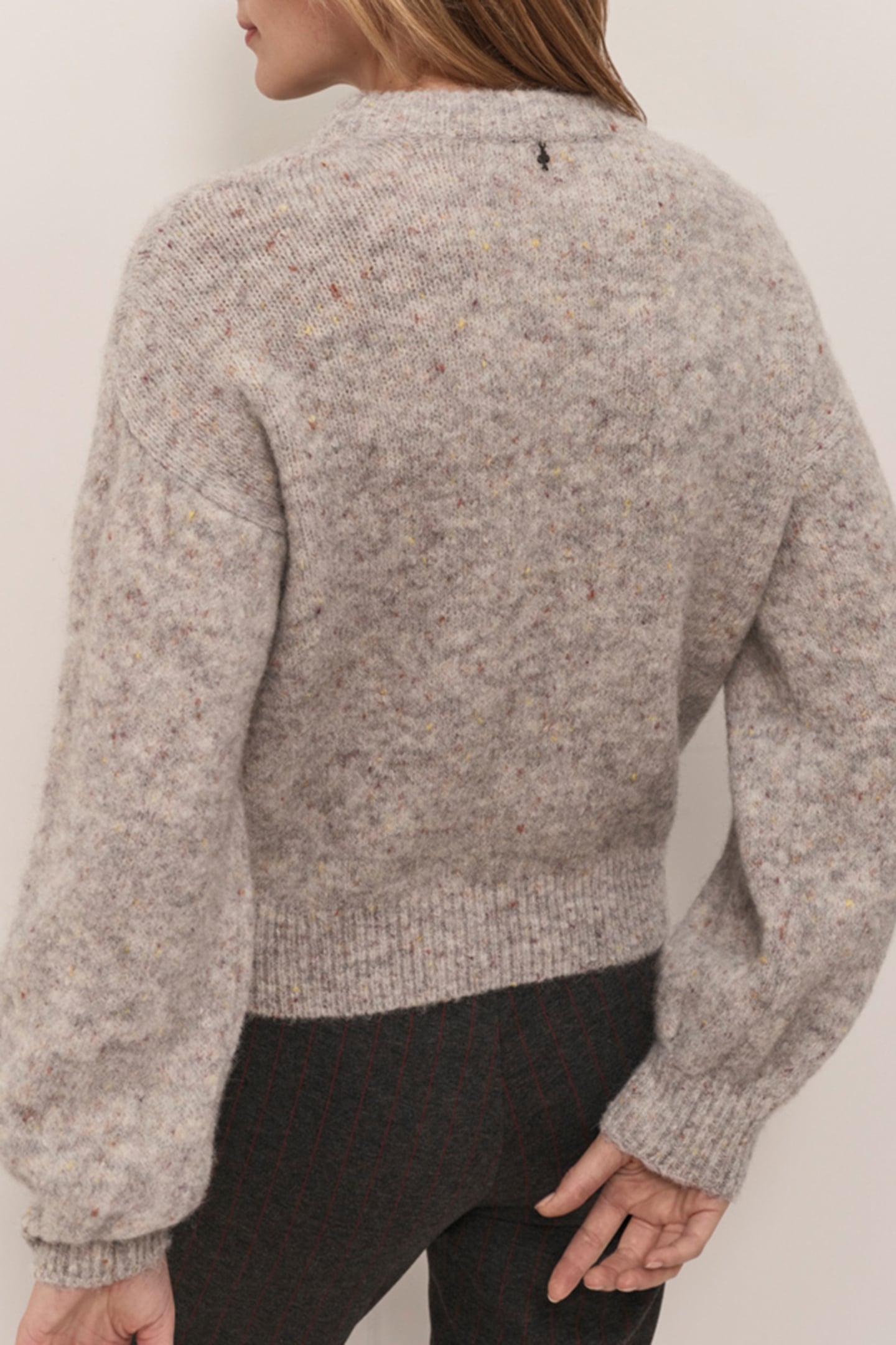 TAIPEI - HEATHER GRAY KNIT SWEATER WITH DOUBLE-KNIT FABRIC 2