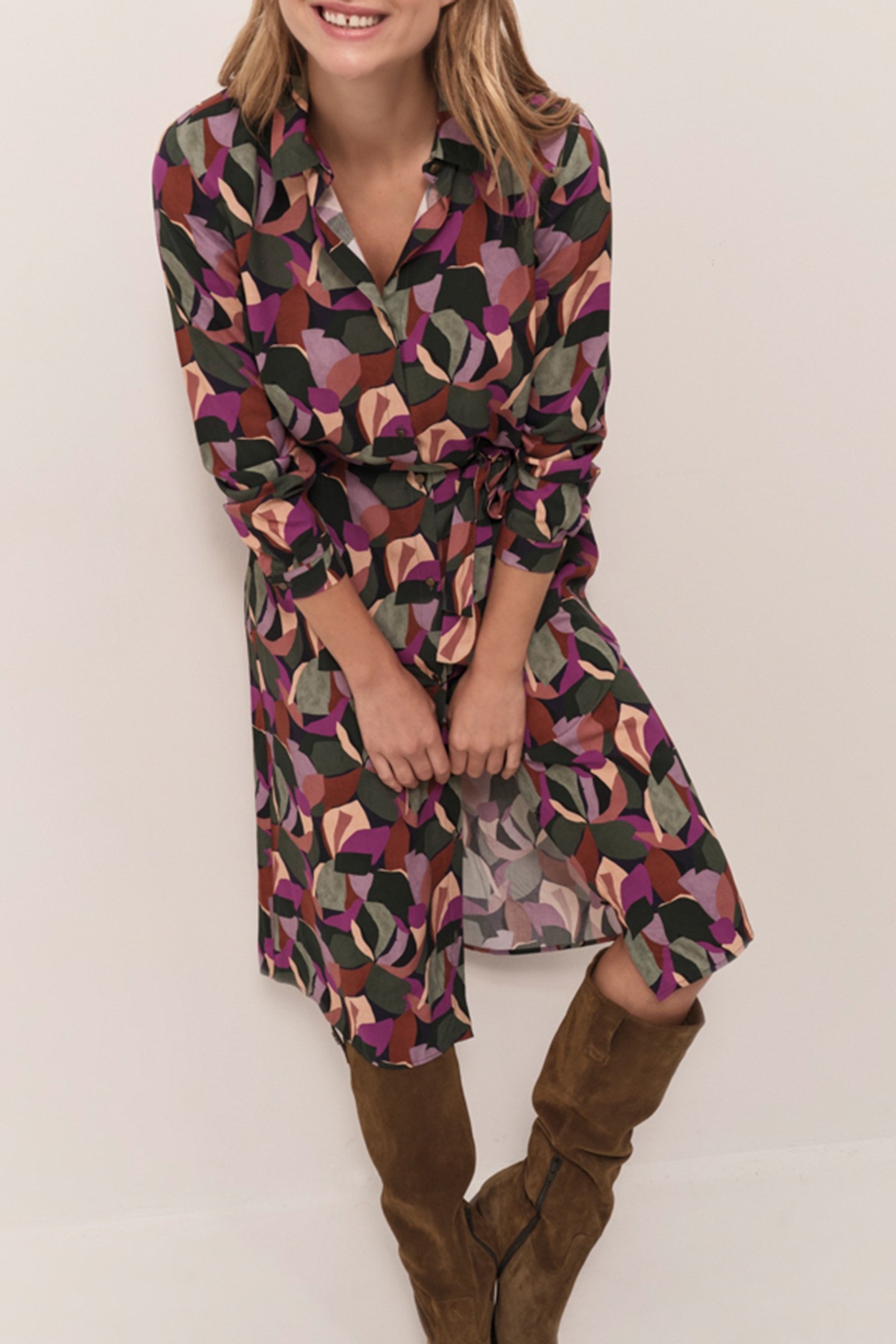 REGINA - SYCAMORE MIDI SHIRT DRESS WITH ARTY PRINT COLOR 5