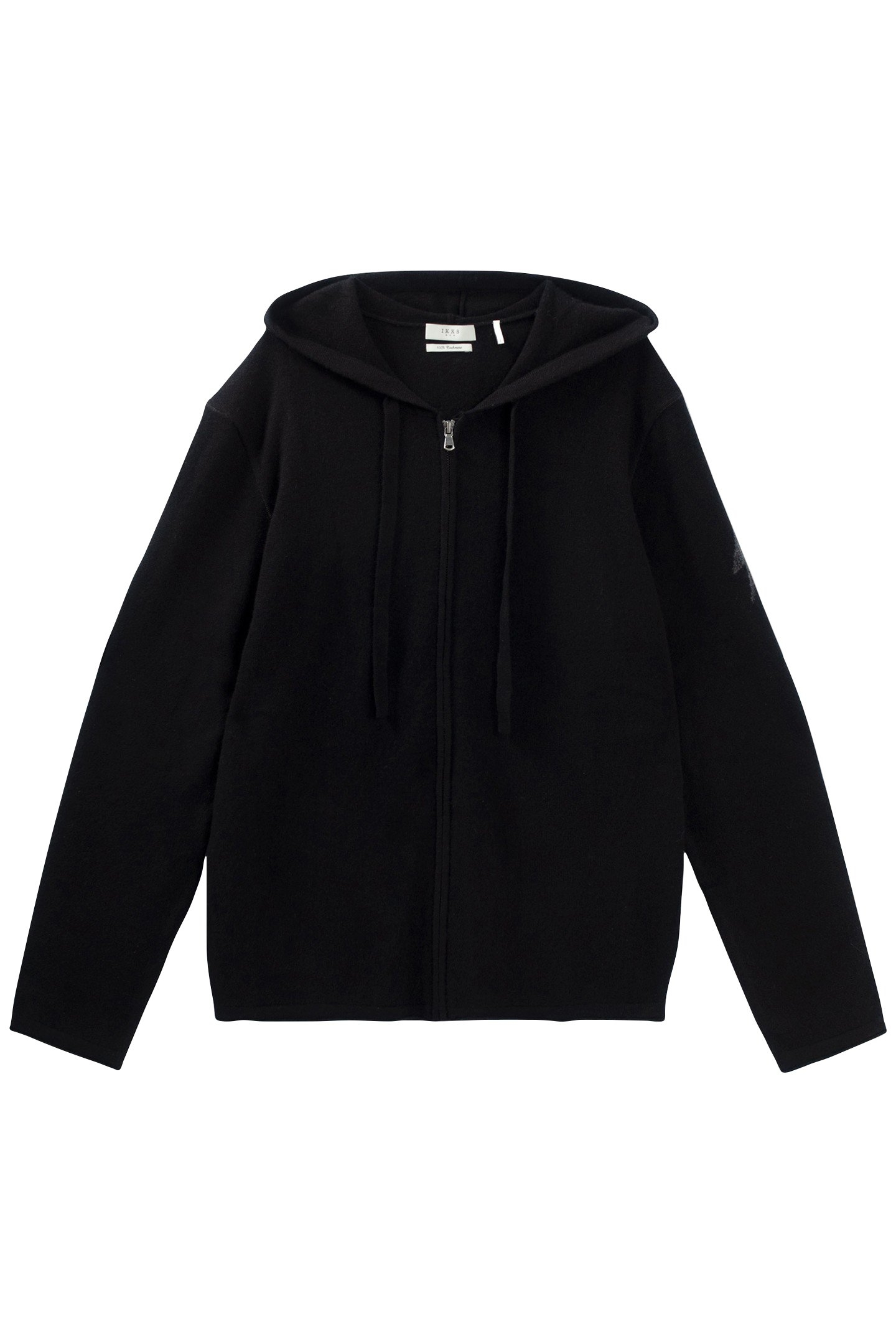 BLACK PURE CASHMERE ZIPPED HOODED CARDIGAN 4