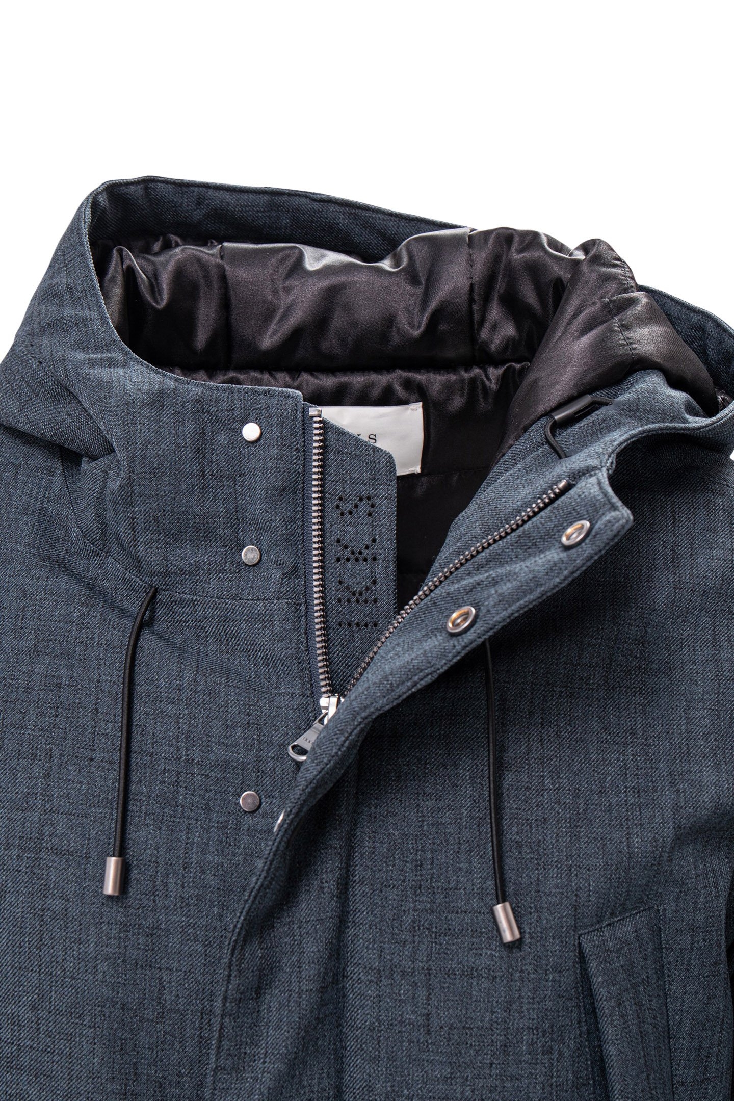 DENIM-EFFECT QUILTED INDIGO PARKA 7