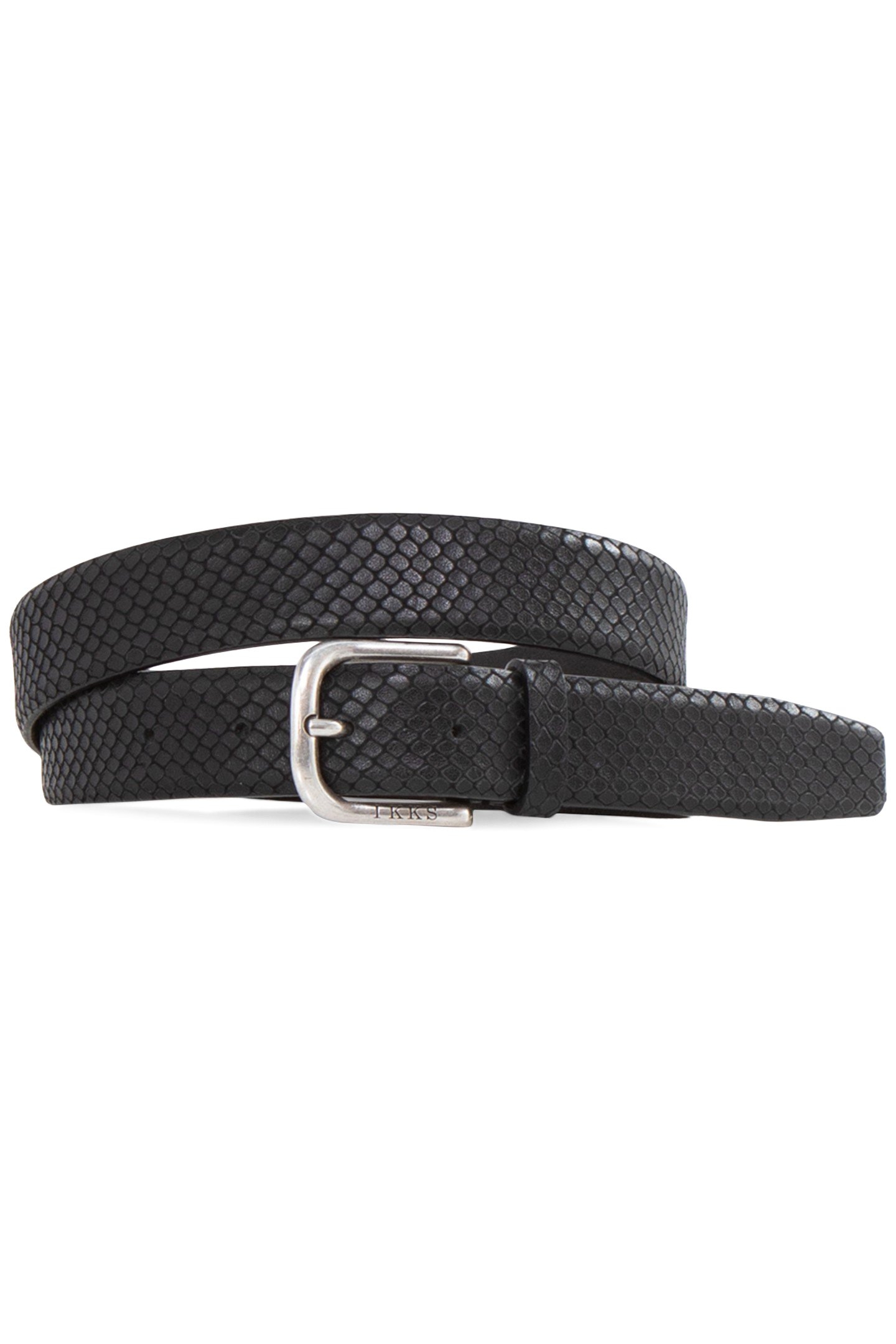 BLACK PYTHON-LOOK EMBOSSED LEATHER BELT 2